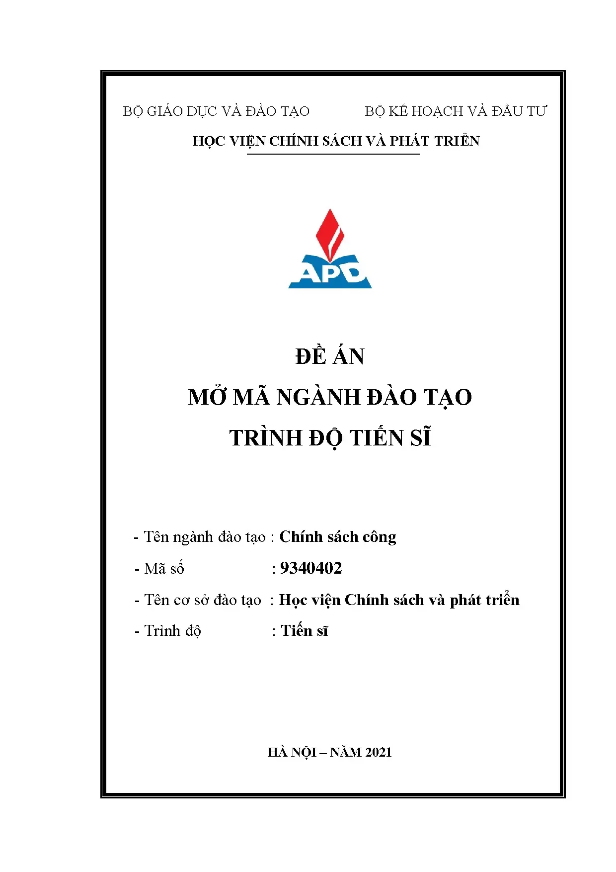 Học viện chính sách và phát triển đề án mở mã ngành đào tạo