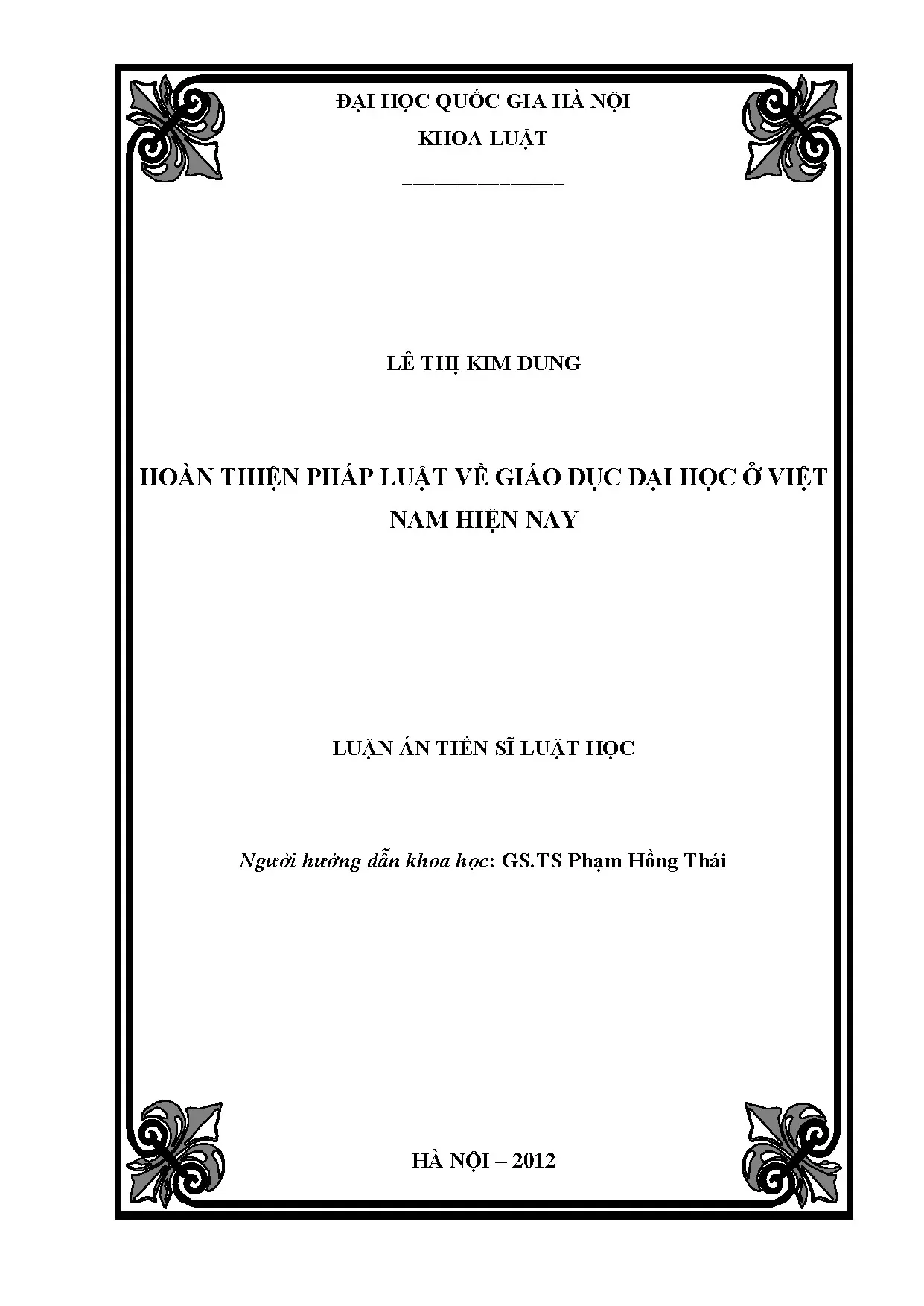Hoàn thiện pháp luật giáo dục đại học Việt Nam hiện nay