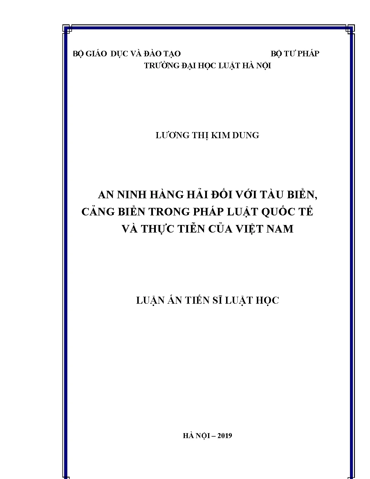 Luận án tiến sĩ an ninh hàng hải đối với tàu biển cảng biển