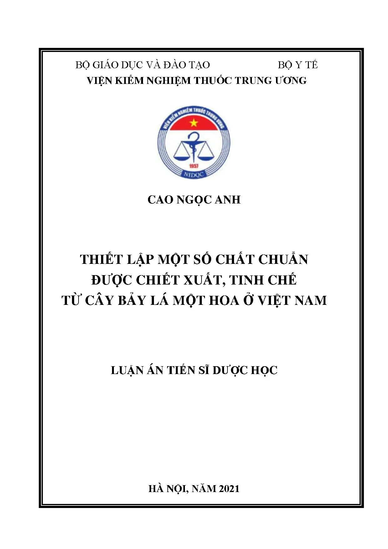 Chất chuẩn từ cây Bảy lá một hoa - Luận án TS Dược học