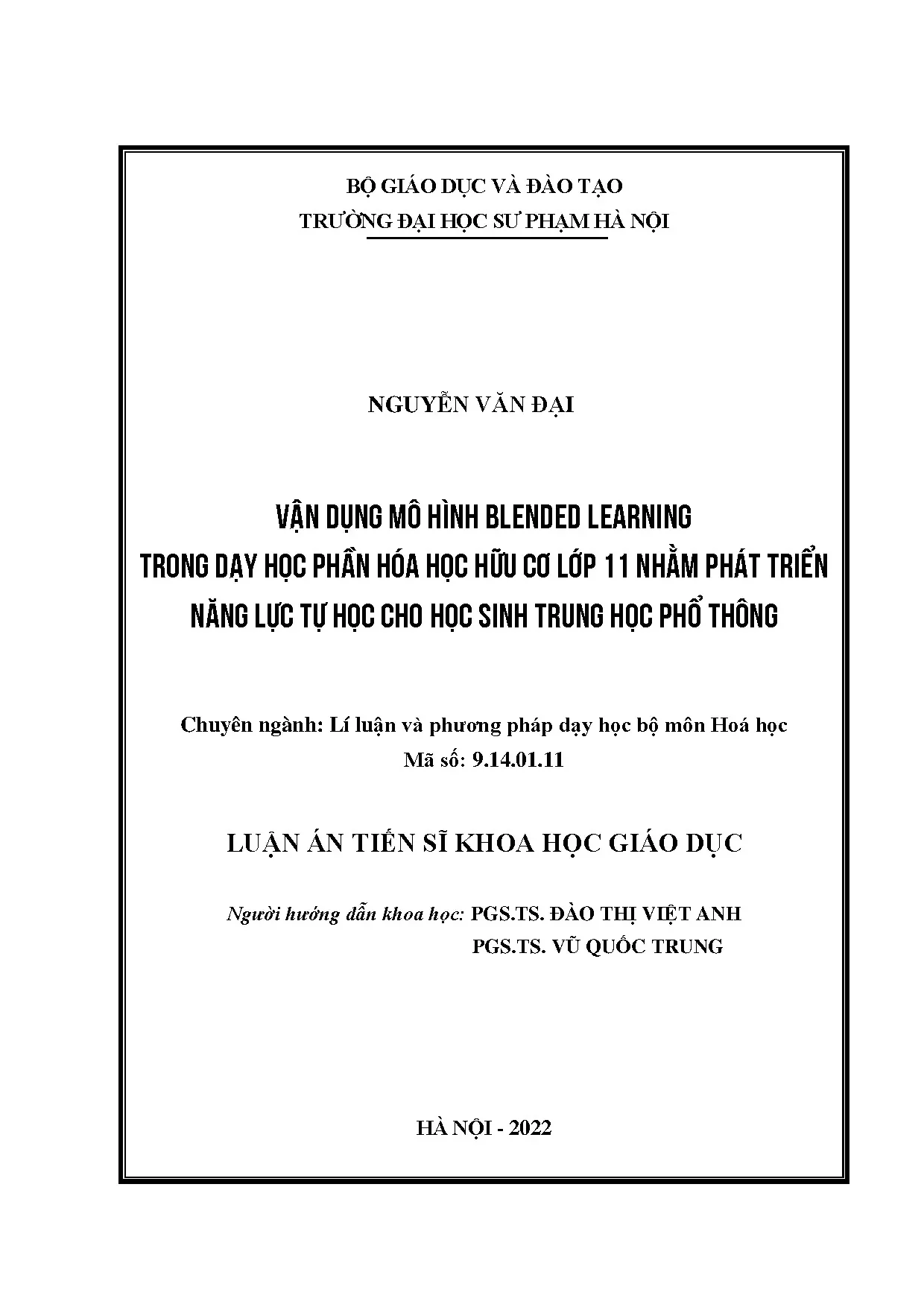 Blended Learning dạy Hóa Hữu cơ lớp 11: Phát triển năng lực tự học