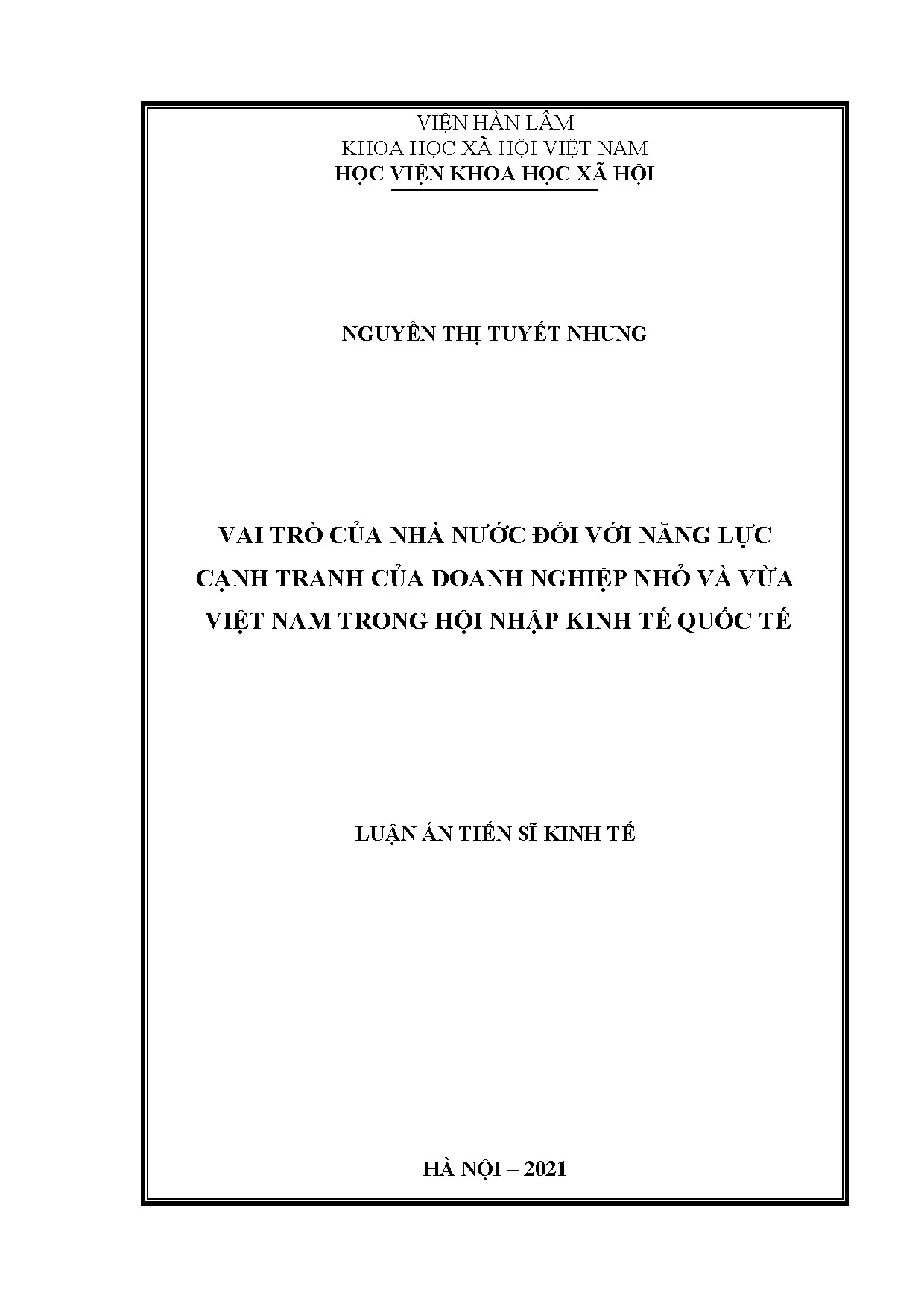 Vai trò nhà nước với DNNVV Việt Nam hội nhập kinh tế quốc tế