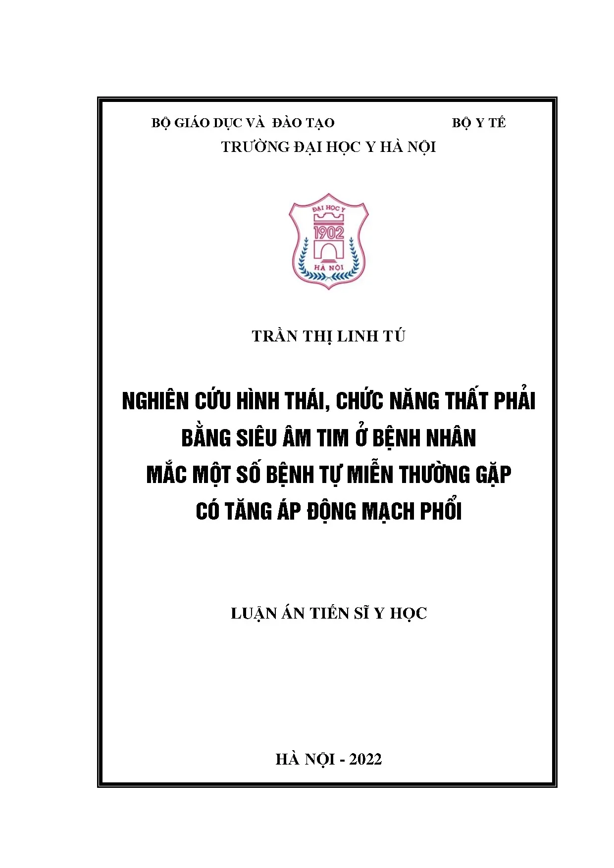Siêu âm tim: Hình thái, chức năng thất phải ở bệnh tự miễn & tăng áp phổi
