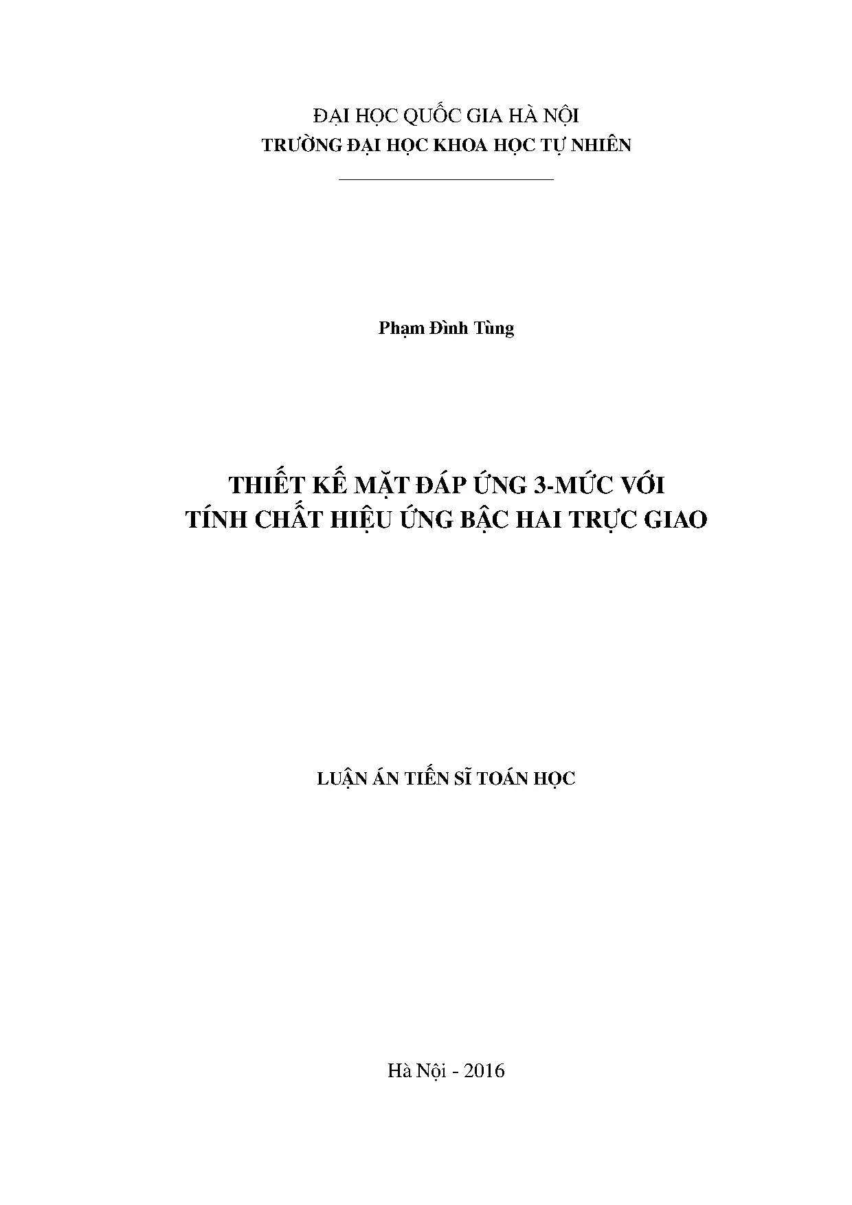 Thiết kế mặt đáp ứng 3-mức hiệu ứng bậc hai trực giao