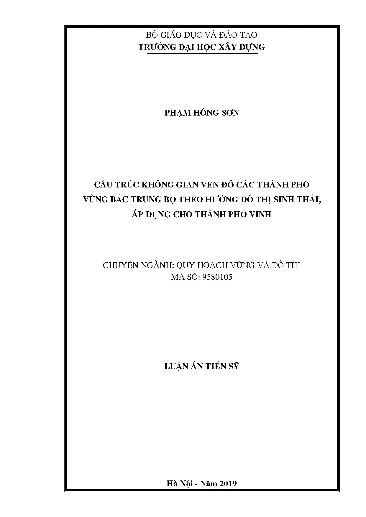 Cấu trúc không gian ven đô TP Bắc Trung Bộ theo đô thị sinh thái