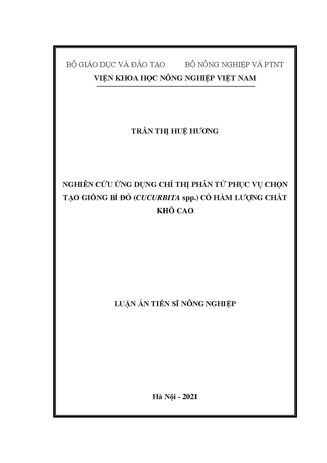 Luận án tiến sĩ nghiên cứu ứng dụng chỉ thị phân tử phục vụ