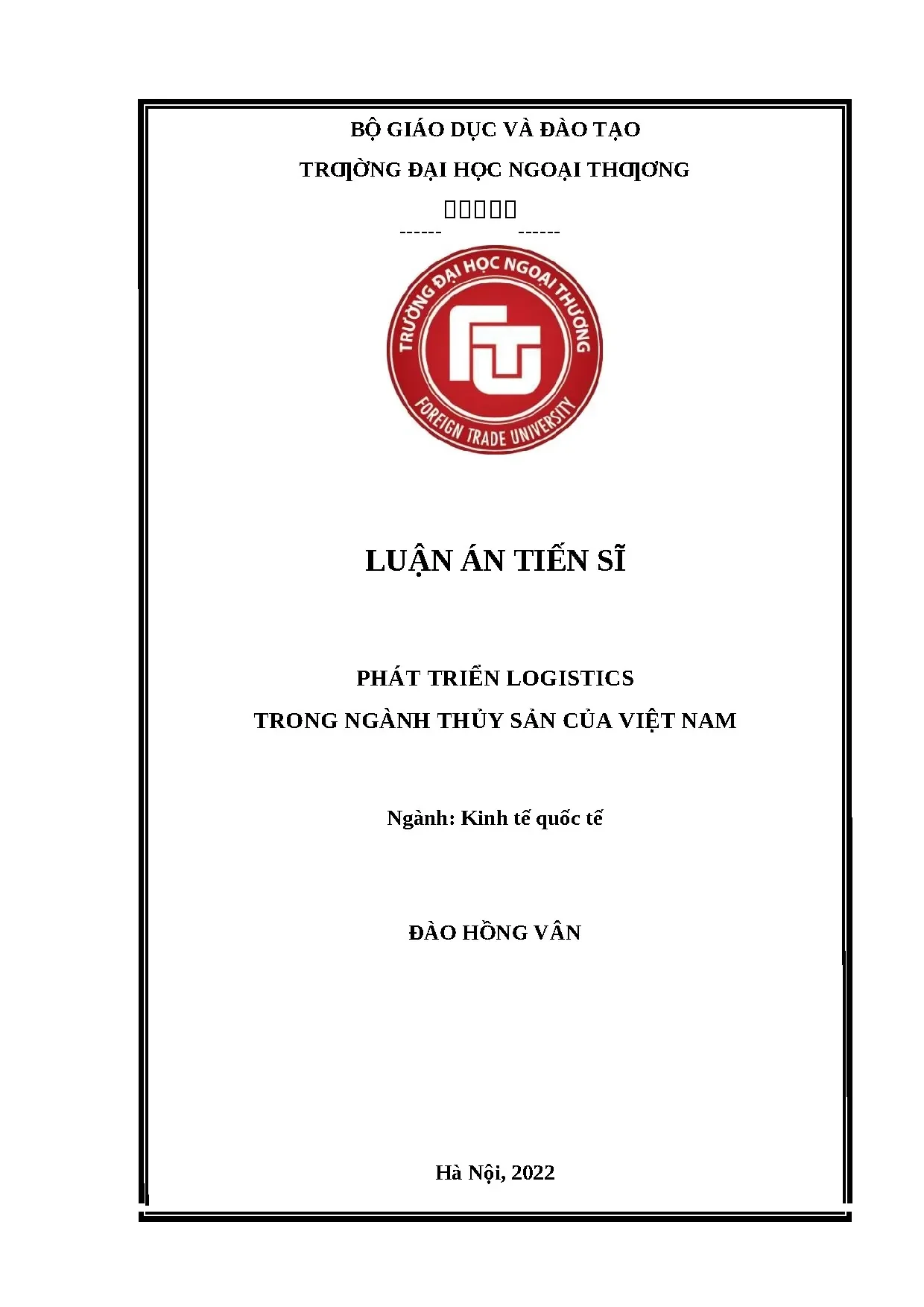 Luận án tiến sĩ phát triển logistics trong ngành thuỷ sản củ