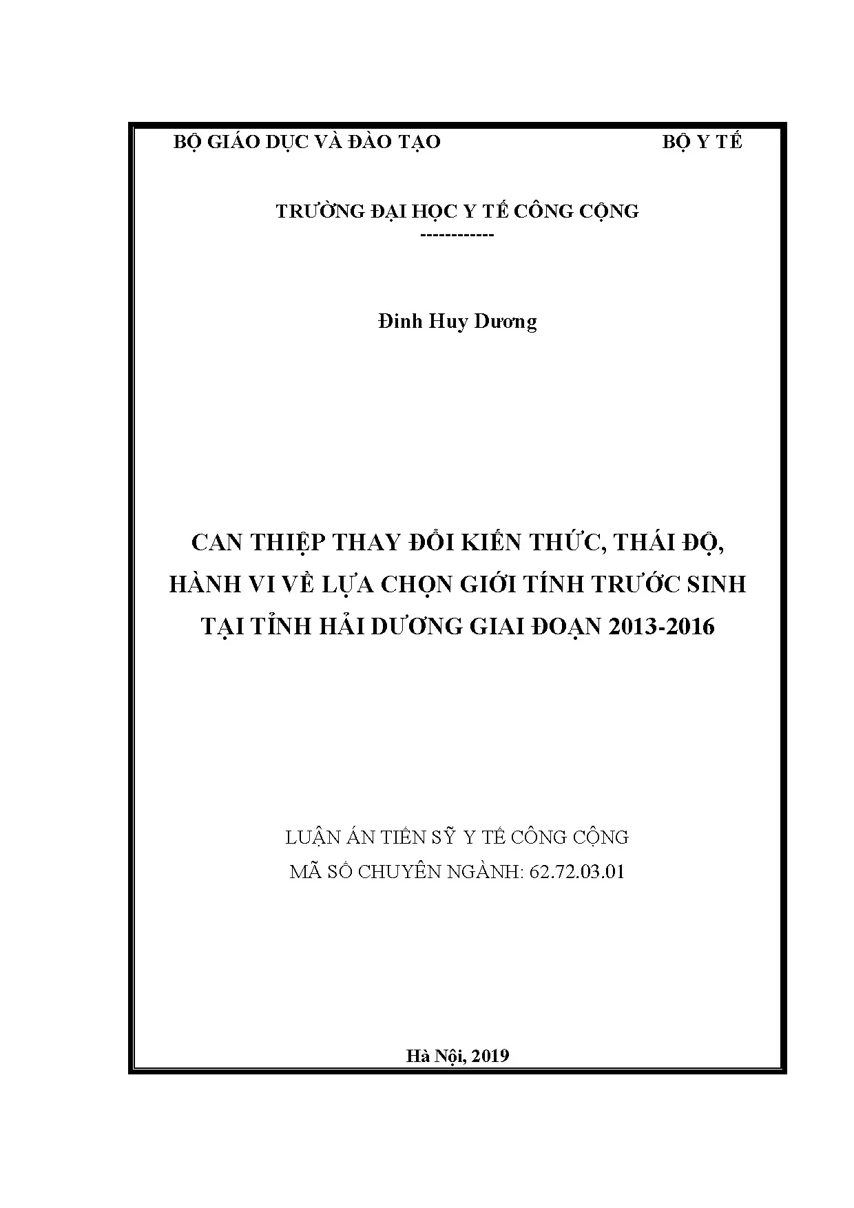 Luận án tiến sĩ can thiệp thay đổi kiến thức thái độ hành vi