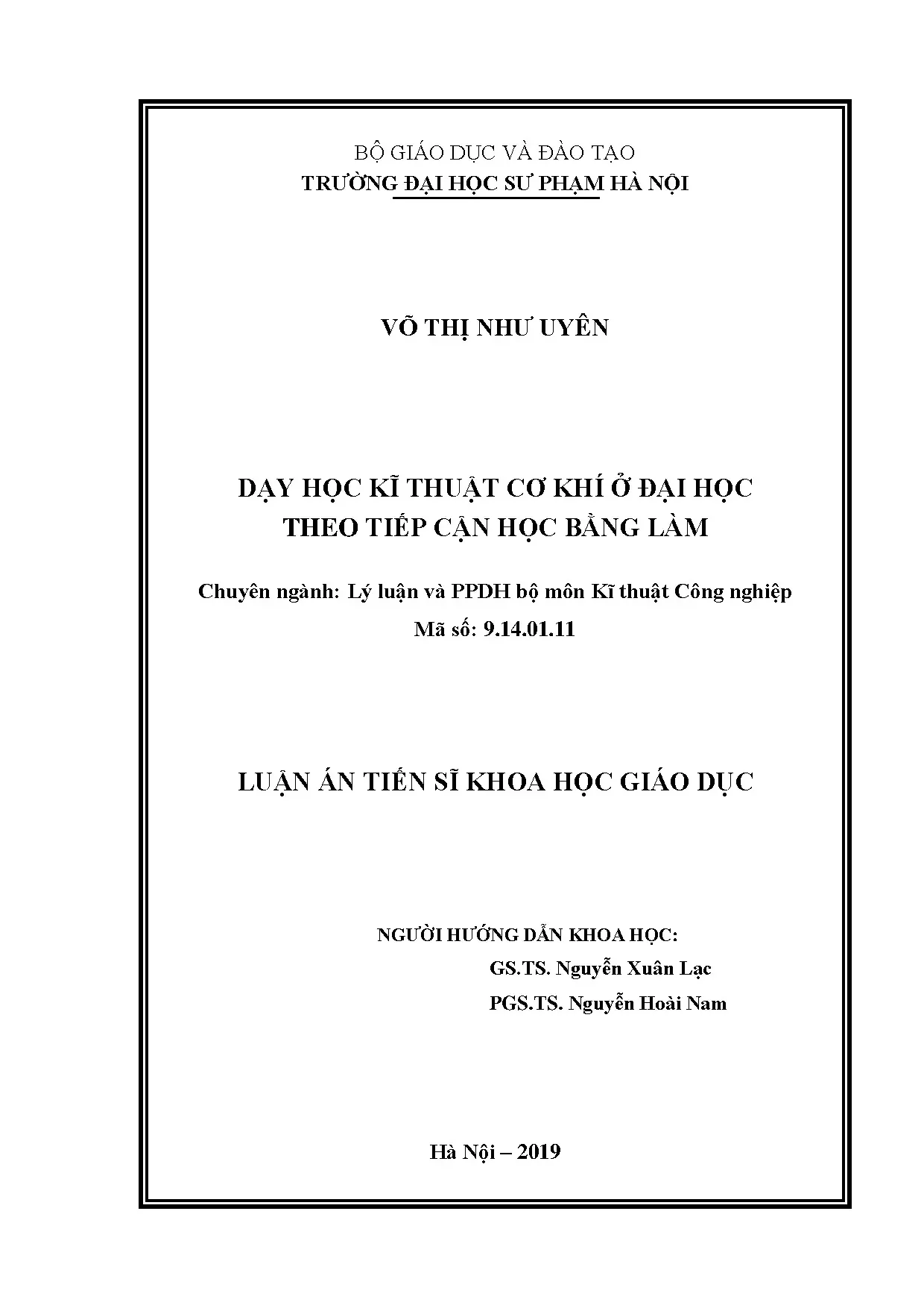 Nghiên cứu dạy học kĩ thuật cơ khí theo tiếp cận học bằng làm