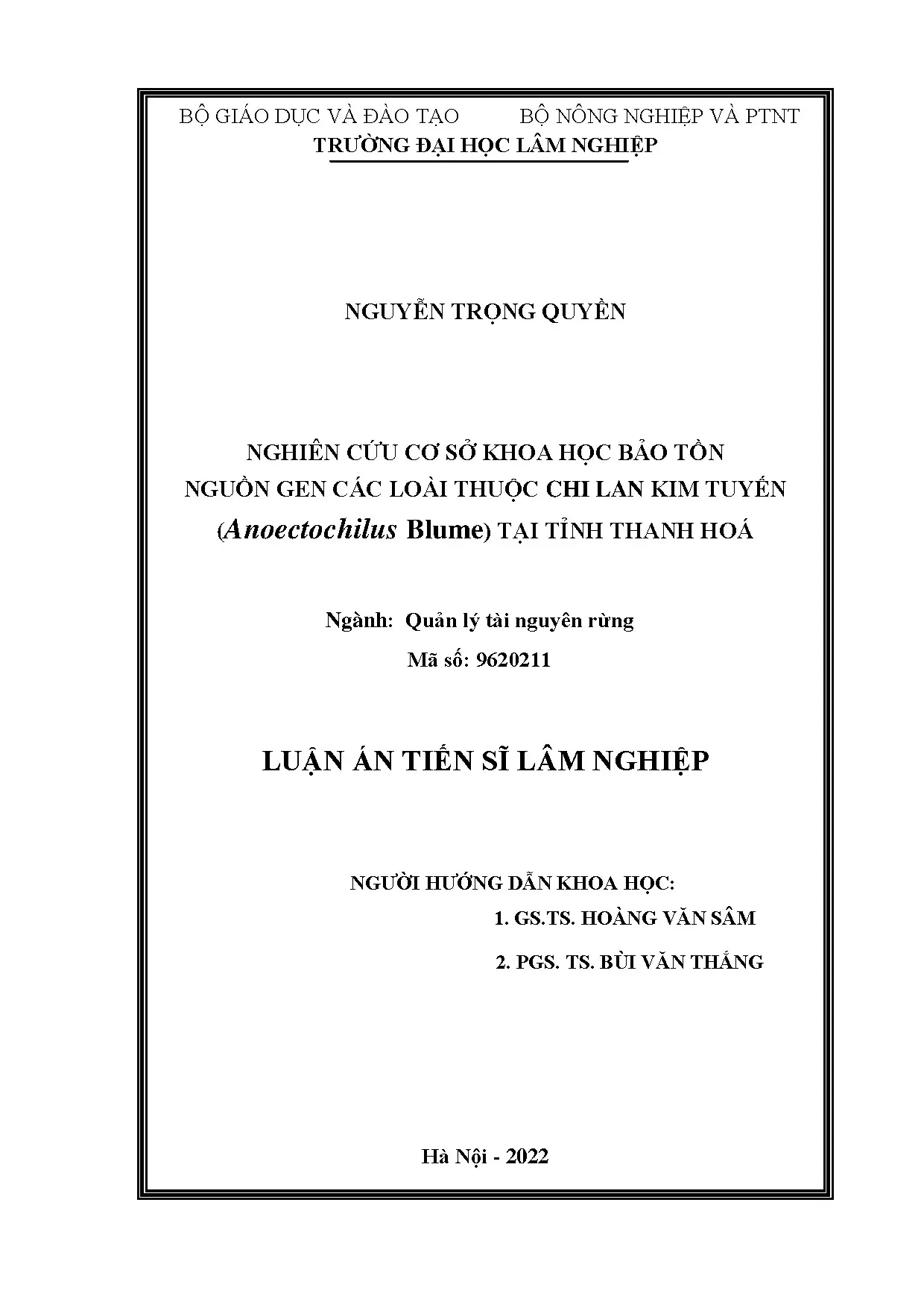Bảo tồn nguồn gen Lan Kim Tuyến Thanh Hóa