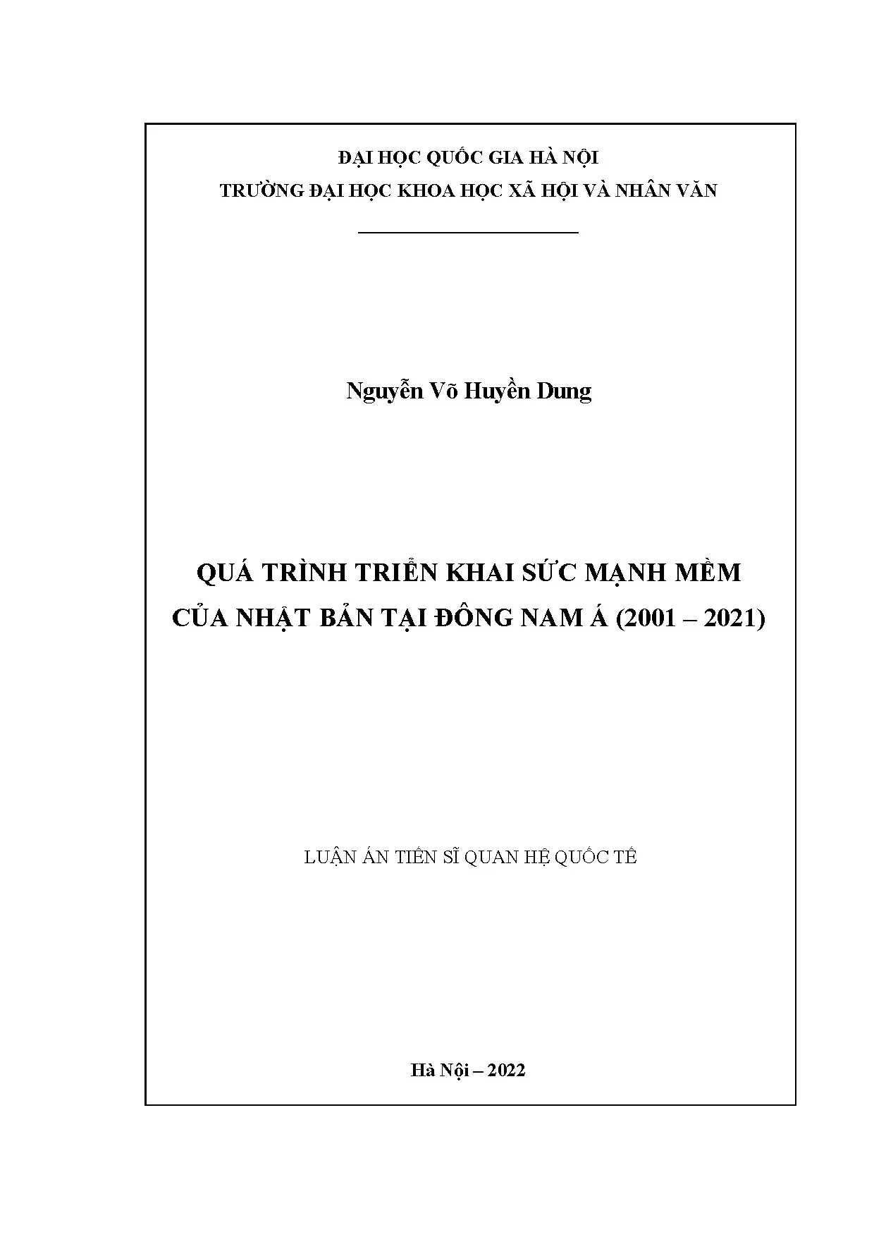 Sức mạnh mềm Nhật Bản tại Đông Nam Á (2001-2021)
