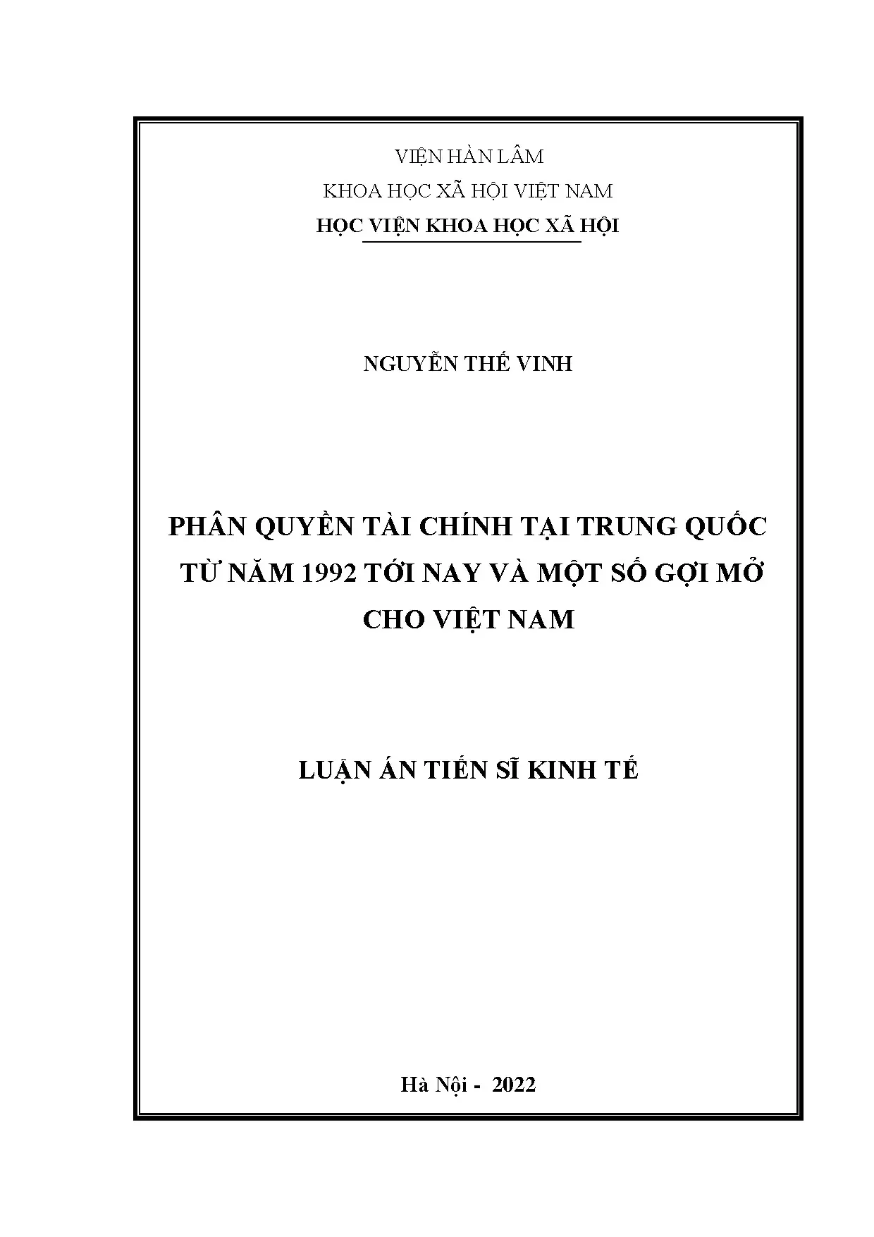Luận án phân quyền tài chính tại trung quốc từ năm 1992 tới