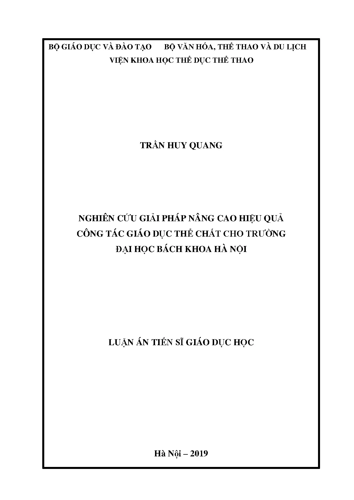 Nâng cao hiệu quả Giáo dục Thể chất Đại học Bách Khoa Hà Nội