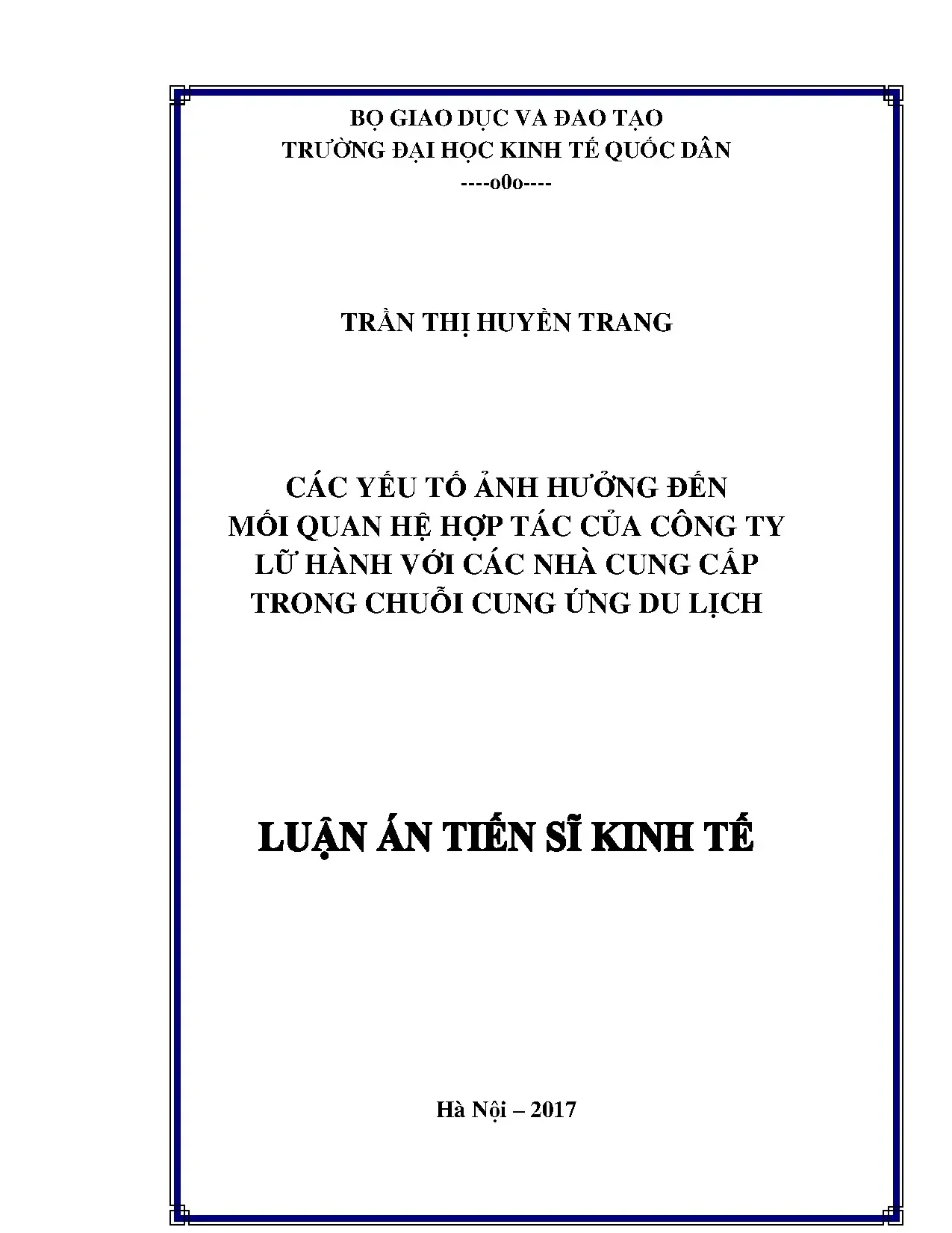 Luận án tiến sĩ các yếu tố ảnh hưởng đến mối quan hệ hợp