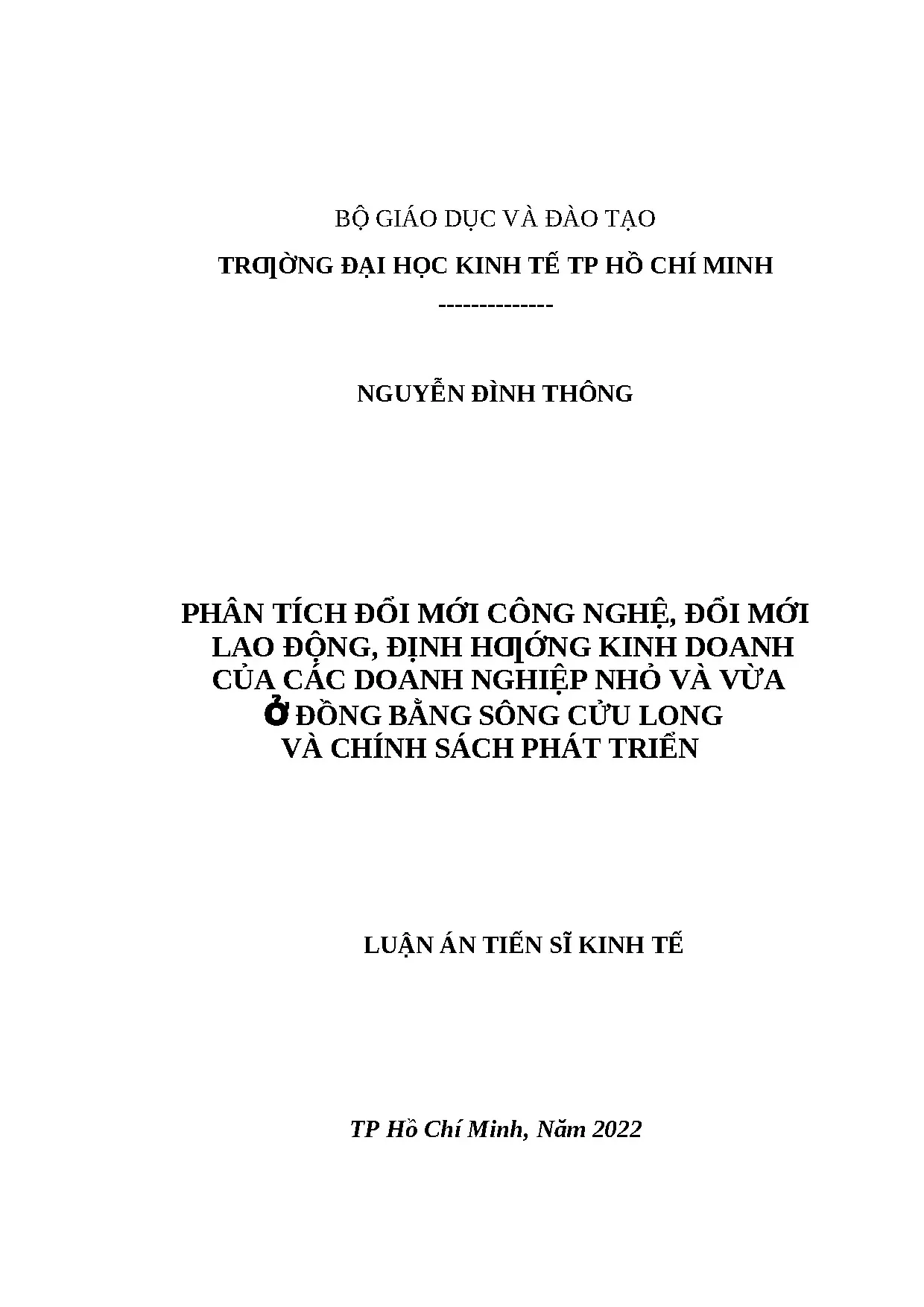 Luận án TS: Đổi mới DNNVV Đồng bằng Sông Cửu Long