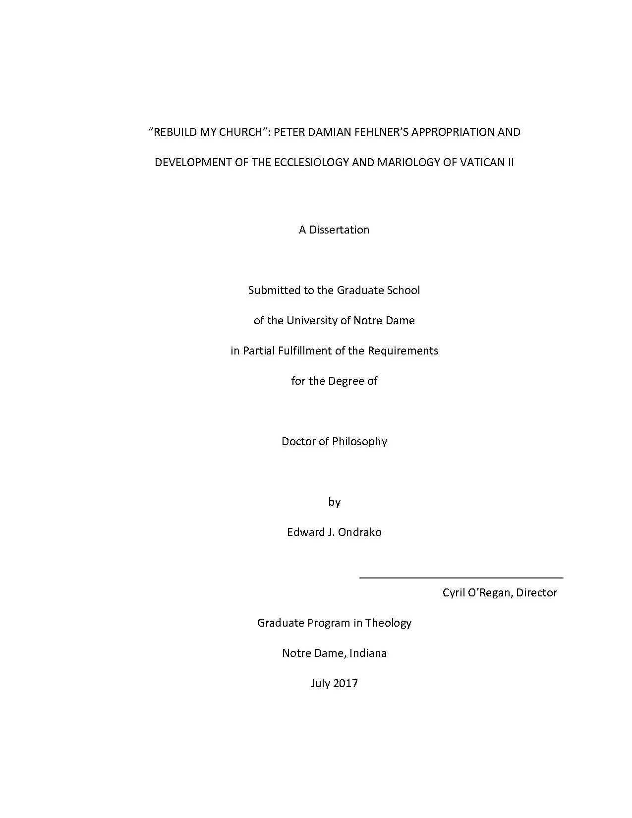 Phêrô Damian Fehlner: Giáo hội học và Đức Mẹ học Vatican II