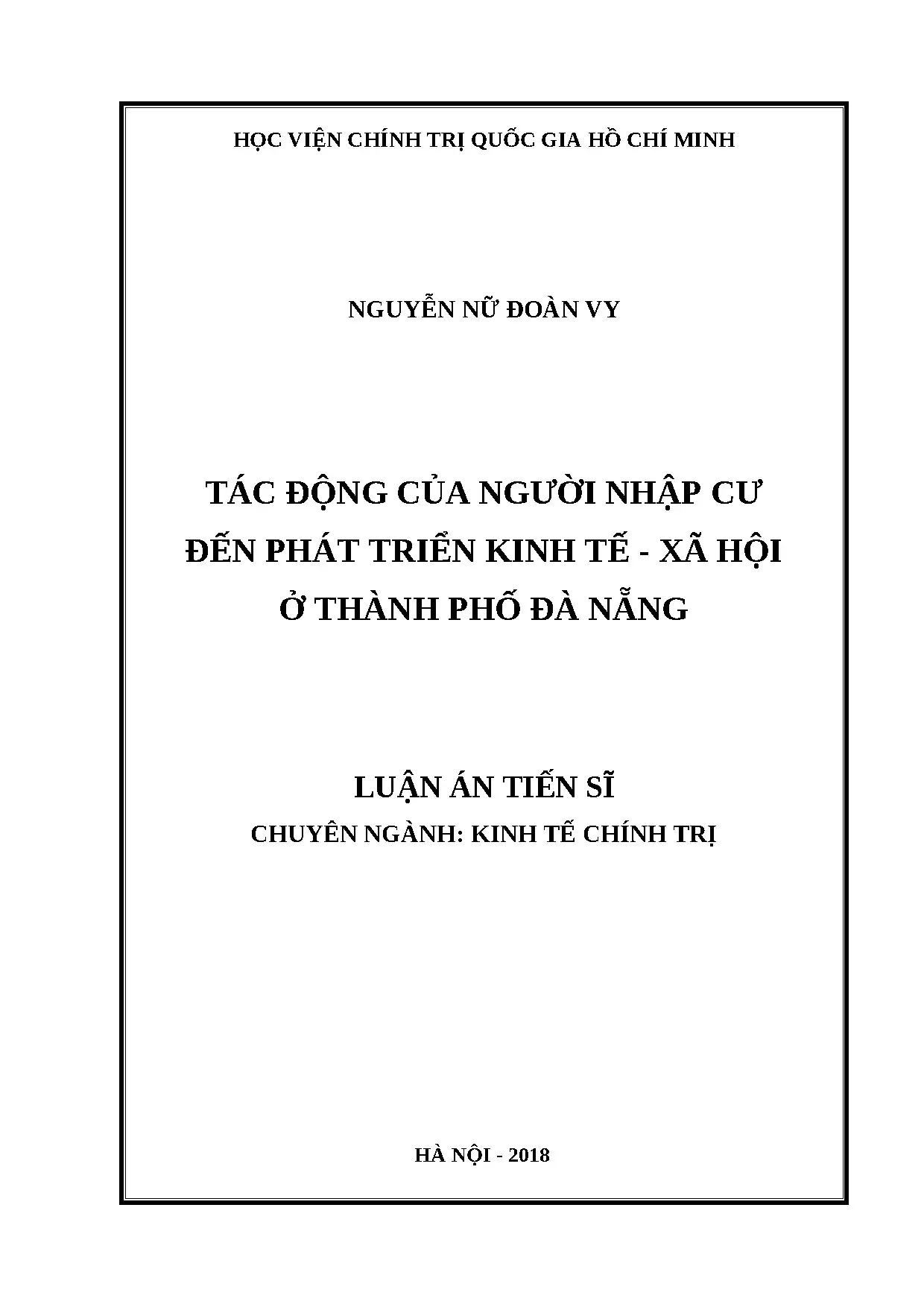Tác động người nhập cư đến kinh tế - xã hội Đà Nẵng