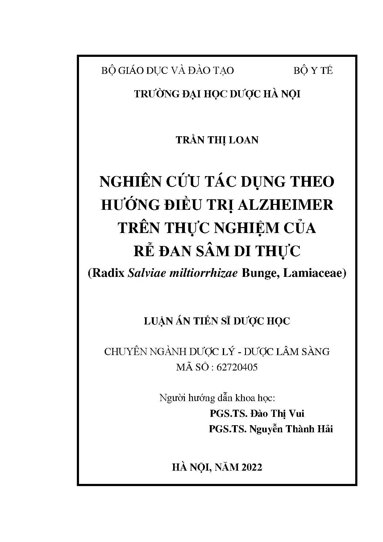 Rễ Đan Sâm Di Thực: Tác dụng điều trị Alzheimer thực nghiệm