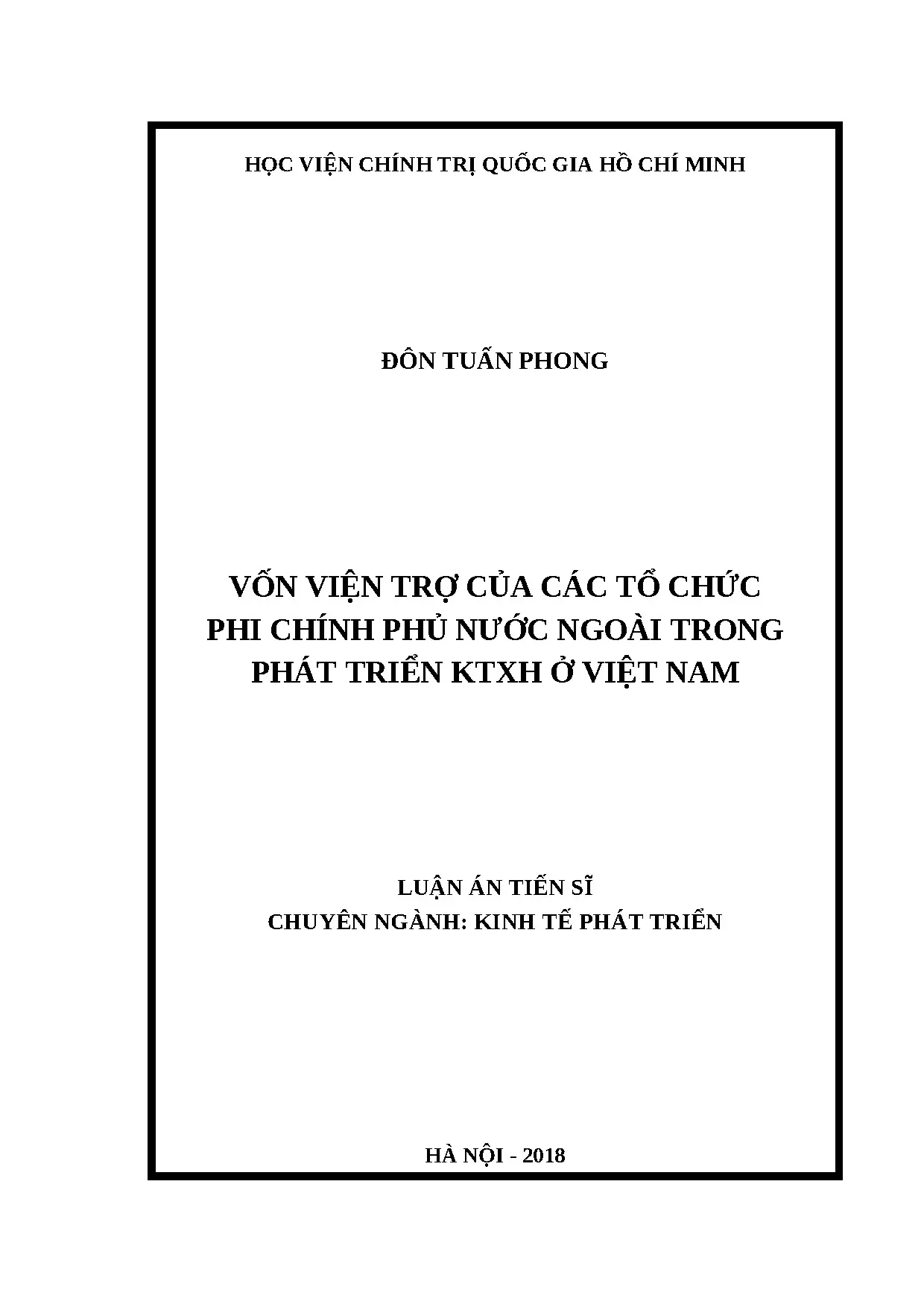 Luận án vốn viện trợ của các tổ chức phi chính phủ nước ngoà
