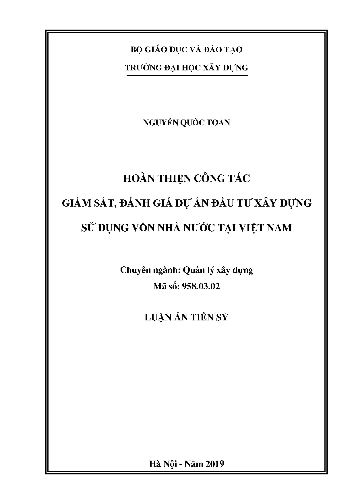 Luận án tiến sĩ hoàn thiện công tác giám sát đánh giá dự án