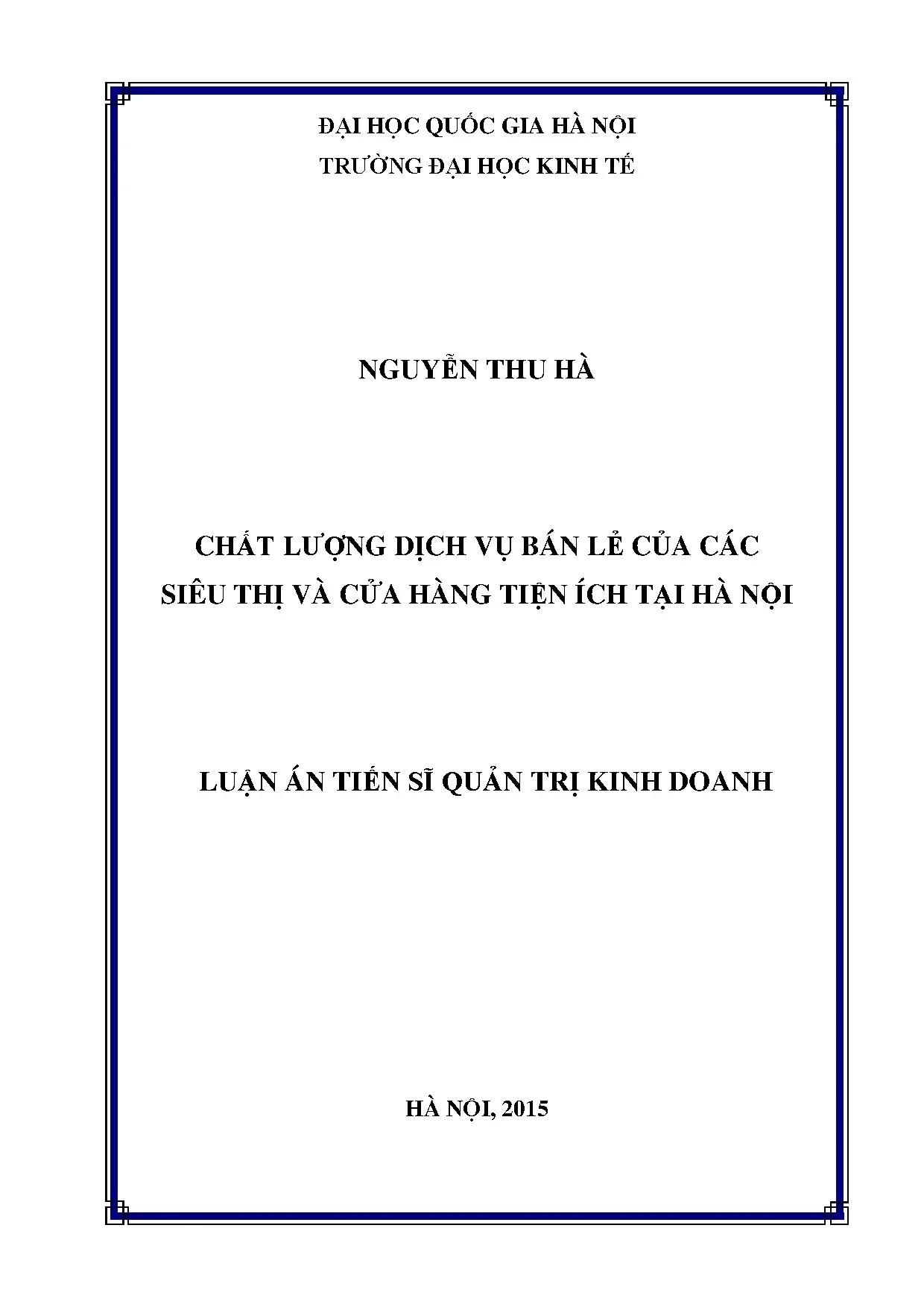 Chất lượng dịch vụ bán lẻ siêu thị, cửa hàng tiện ích Hà Nội