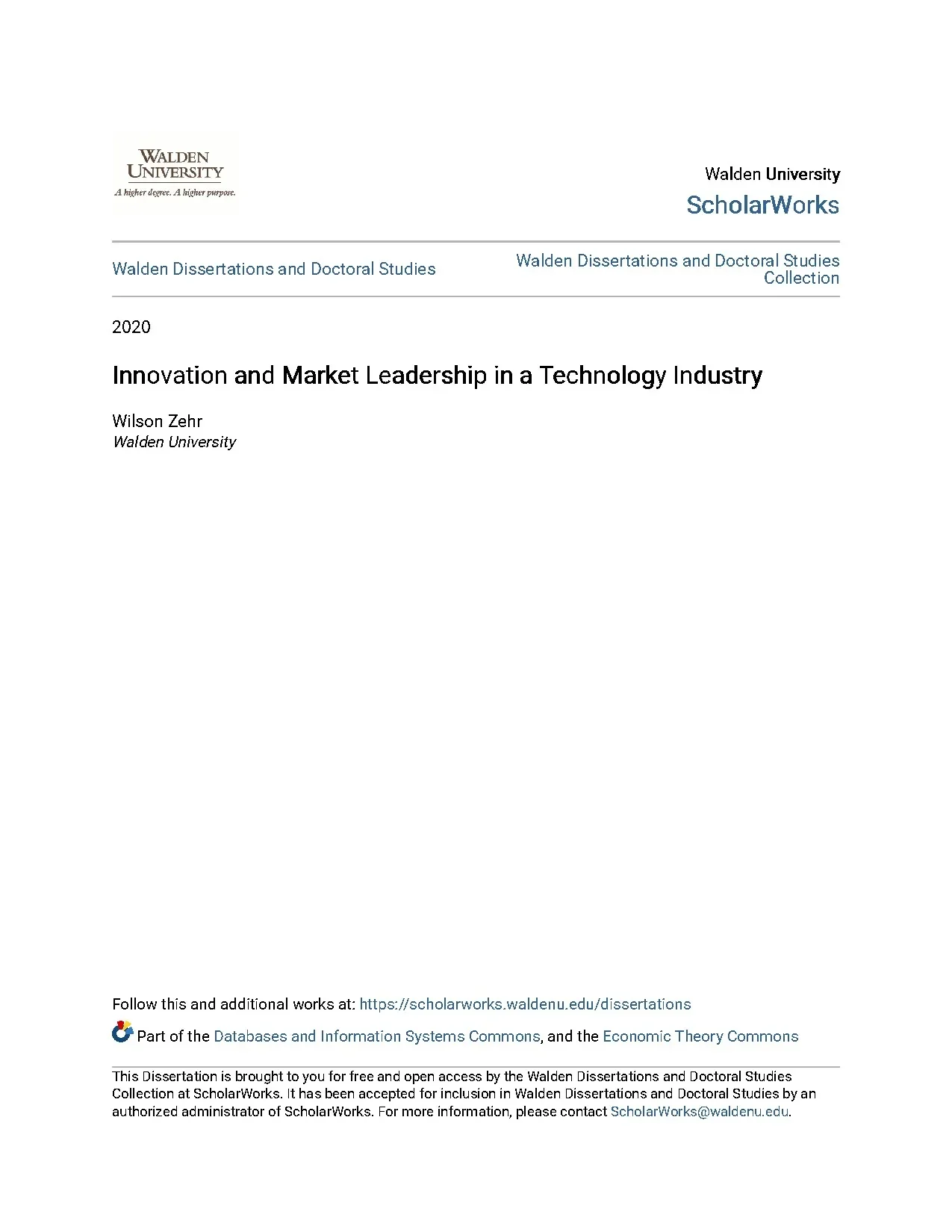 Innovation and market leadership in a technology industry