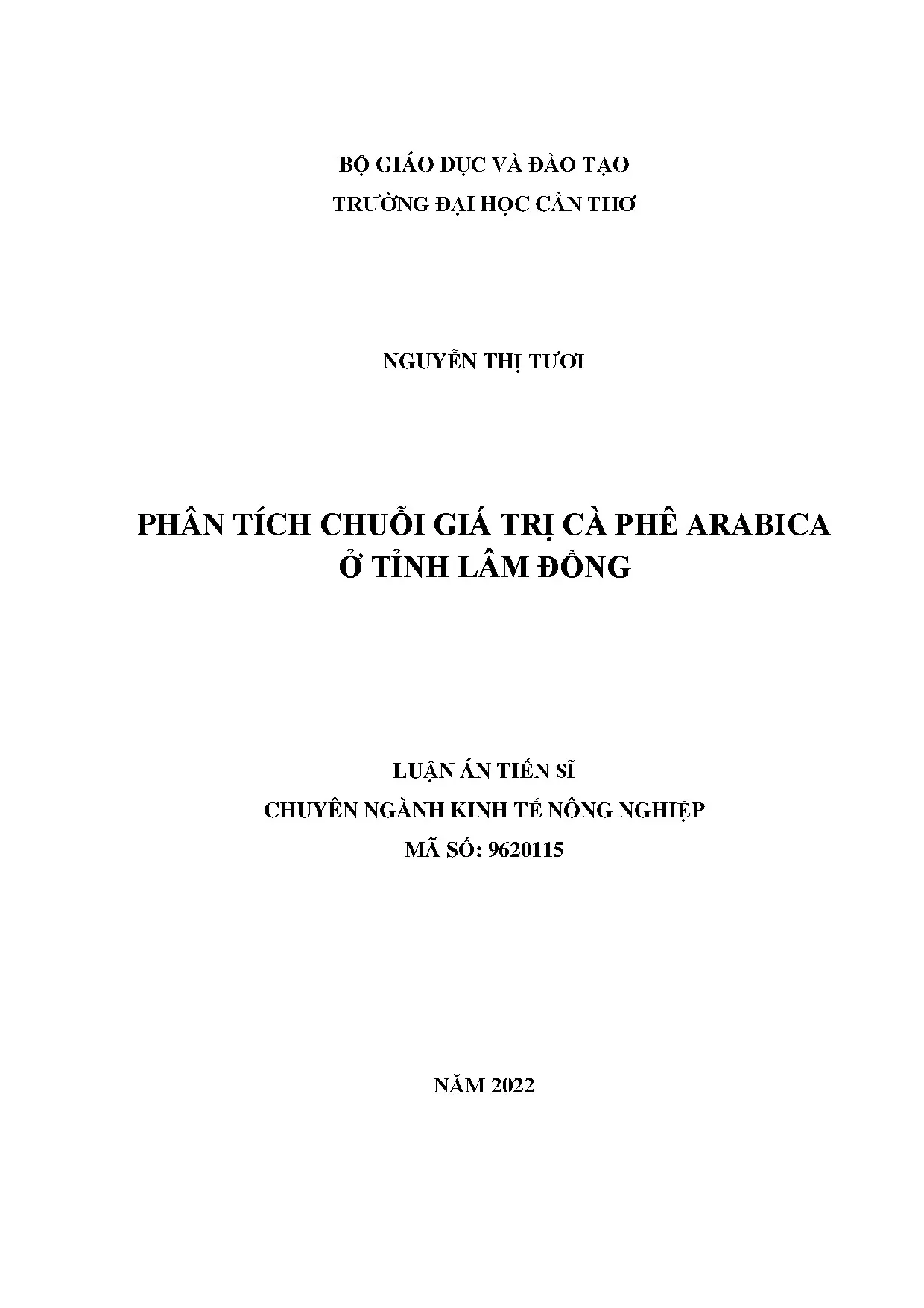 Chuỗi Giá Trị Cà Phê Arabica Lâm Đồng