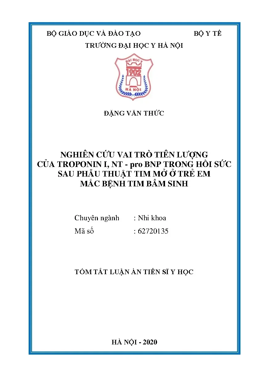 Tóm tắt luận án tiến sĩ y học nghiên cứu vai trò tiên lượng