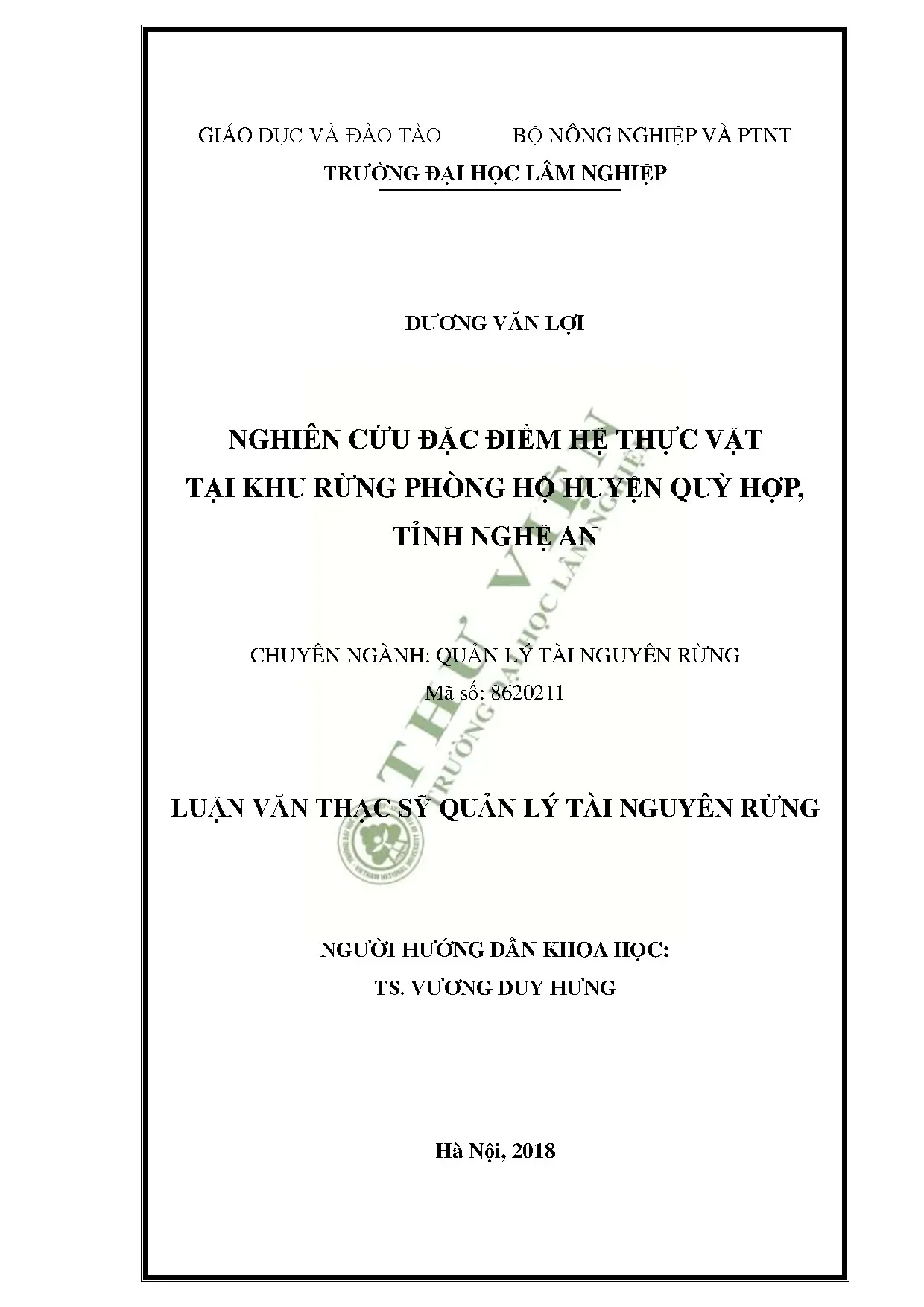 Nghiên cứu đặc điểm hệ thực vật tại Quỳ Hợp Nghệ An