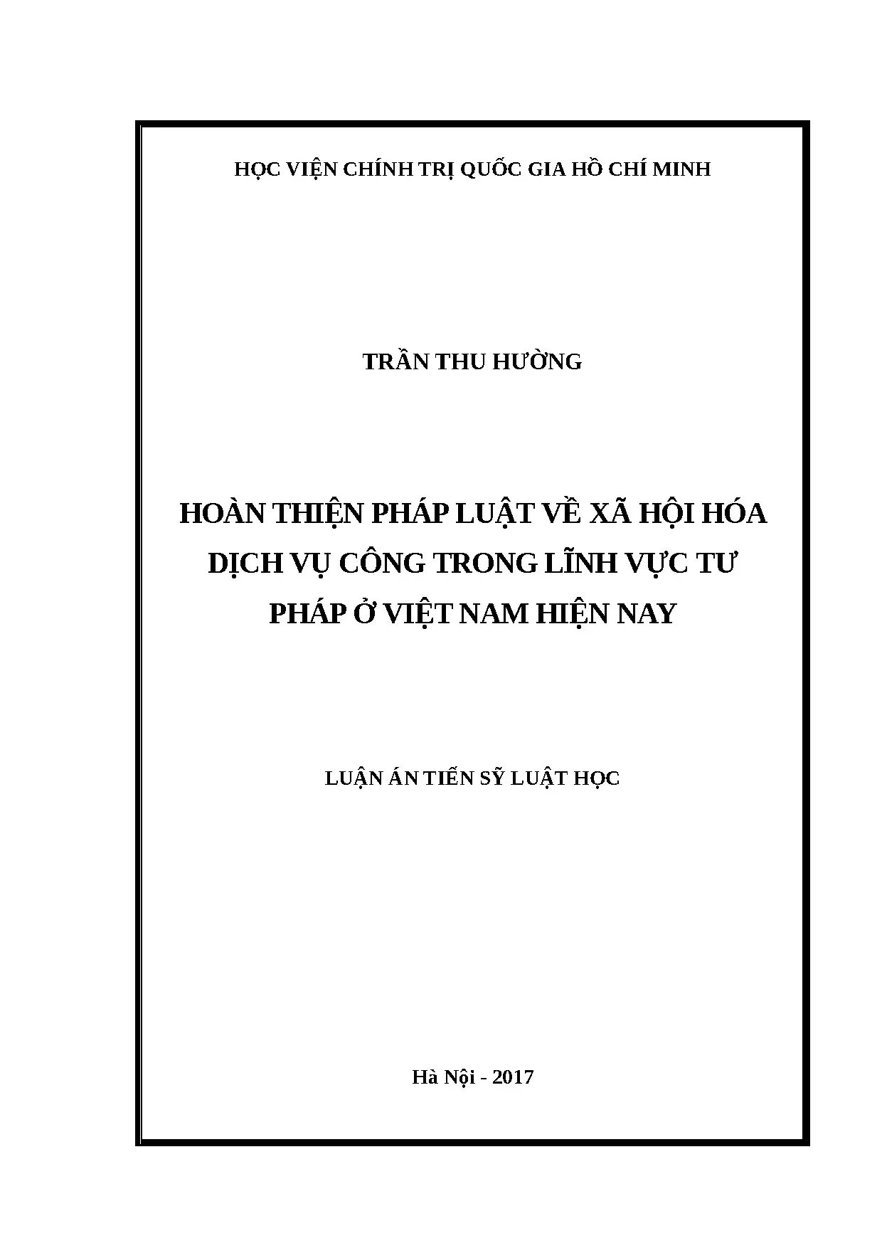 Luận án tiến sĩ hoàn thiện pháp luật về xã hội hóa dịch vụ c