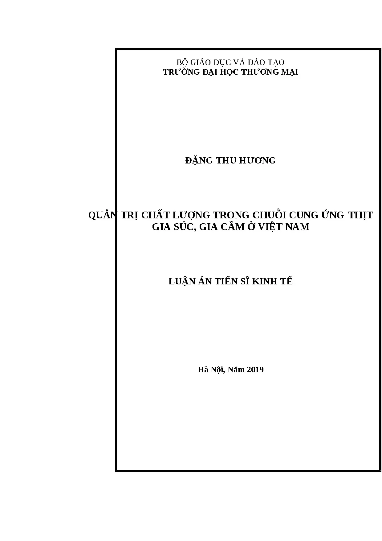 Quản lý chất lượng chuỗi cung ứng thịt gia súc, gia cầm Việt Nam