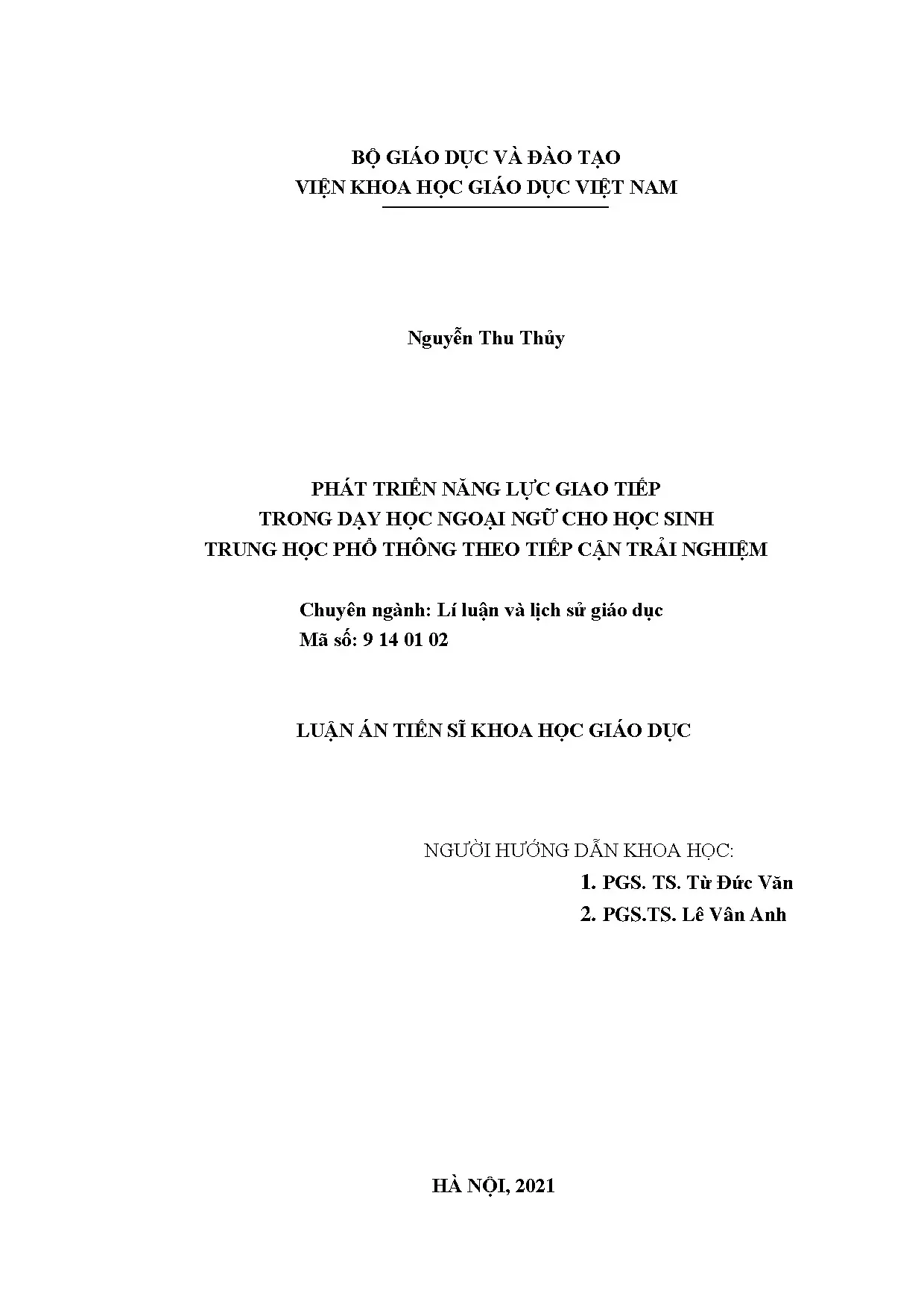 Phát triển năng lực giao tiếp ngoại ngữ THPT theo trải nghiệm