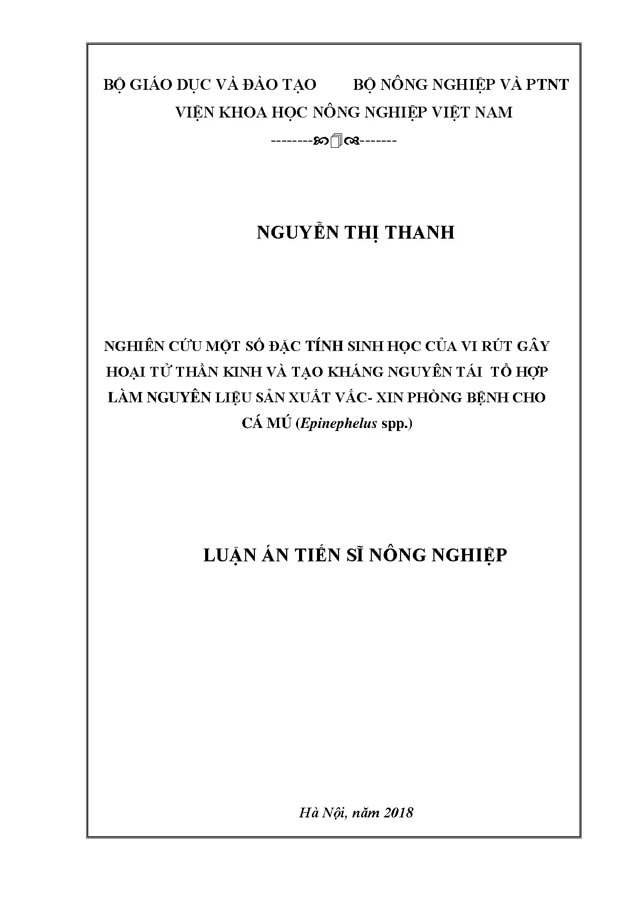 Nghiên cứu một số đặc tính sinh học của vi rút gây hoại tử t