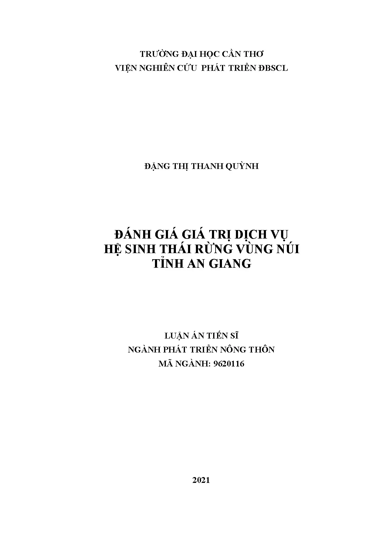 Giá trị dịch vụ hệ sinh thái rừng An Giang