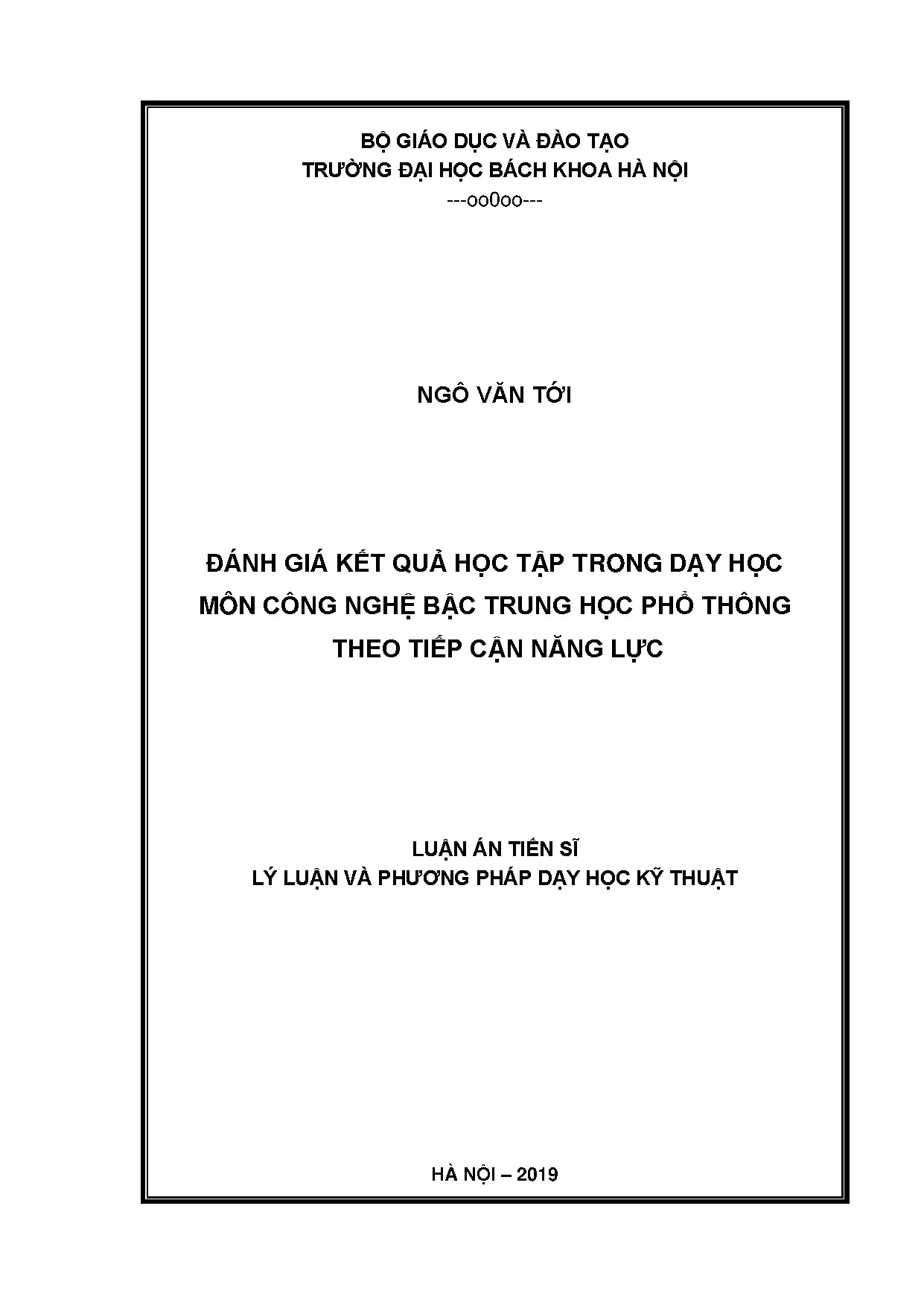 Luận án tiến sĩ đánh giá kết quả học tập trong dạy học môn c