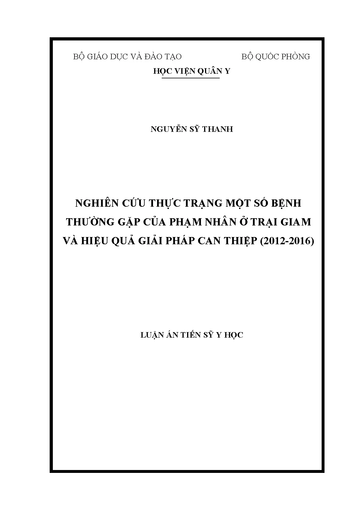 Luận án tiến sĩ nghiên cứu thực trạng một số bệnh thường gặp