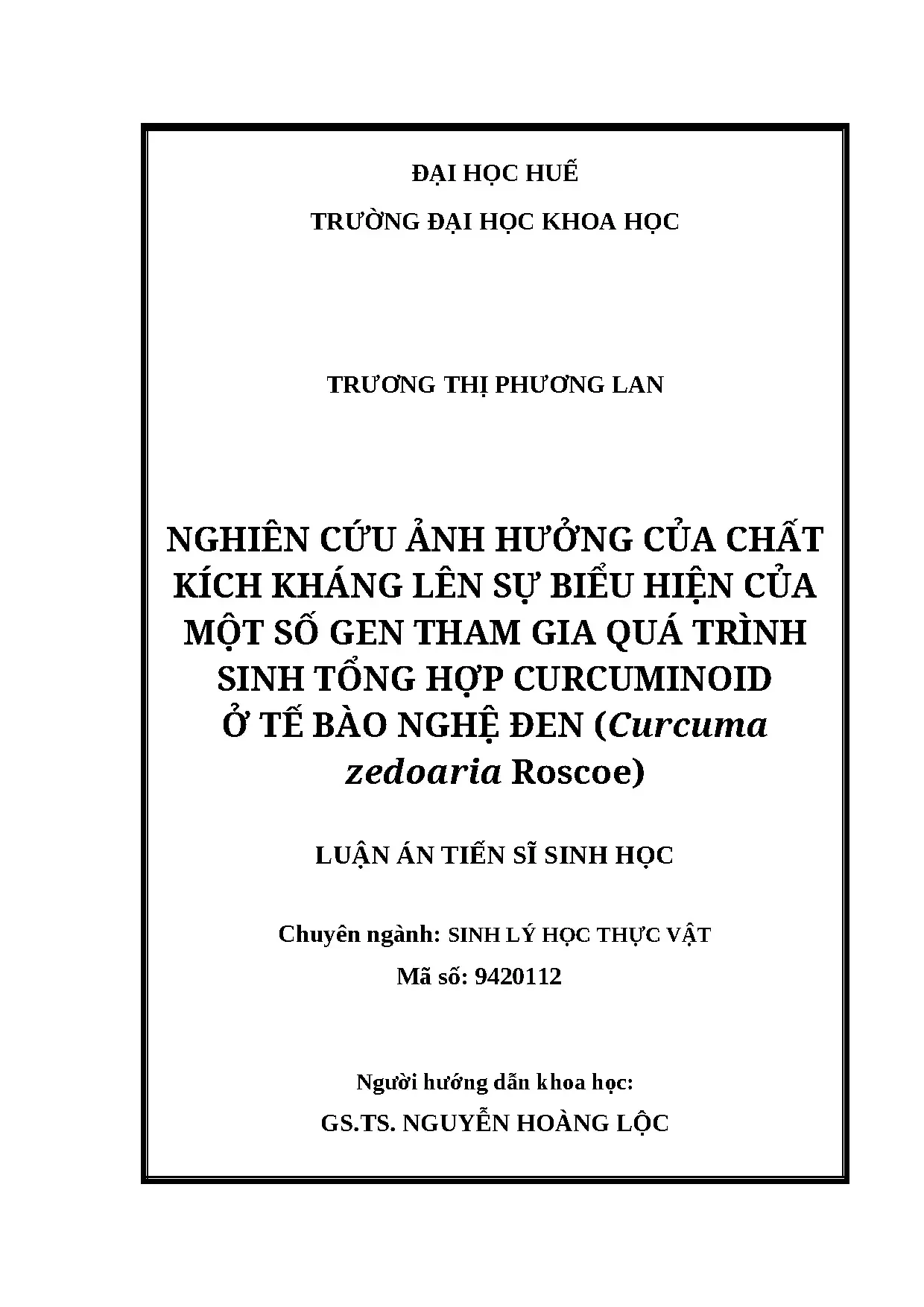 Luận án tiến sĩ nghiên cứu ảnh hưởng của chất kích kháng lên