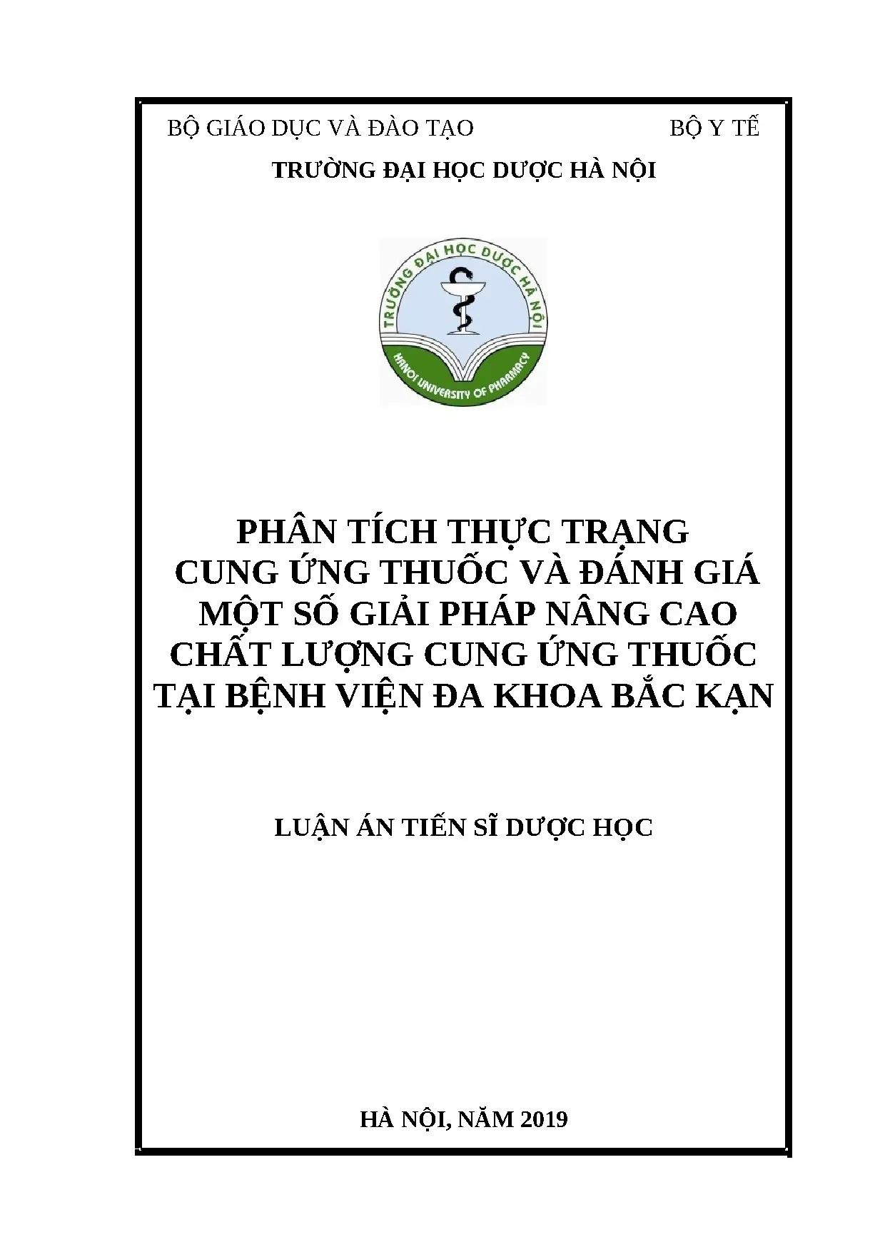 Thực trạng cung ứng thuốc BVĐK Bắc Kạn & giải pháp
