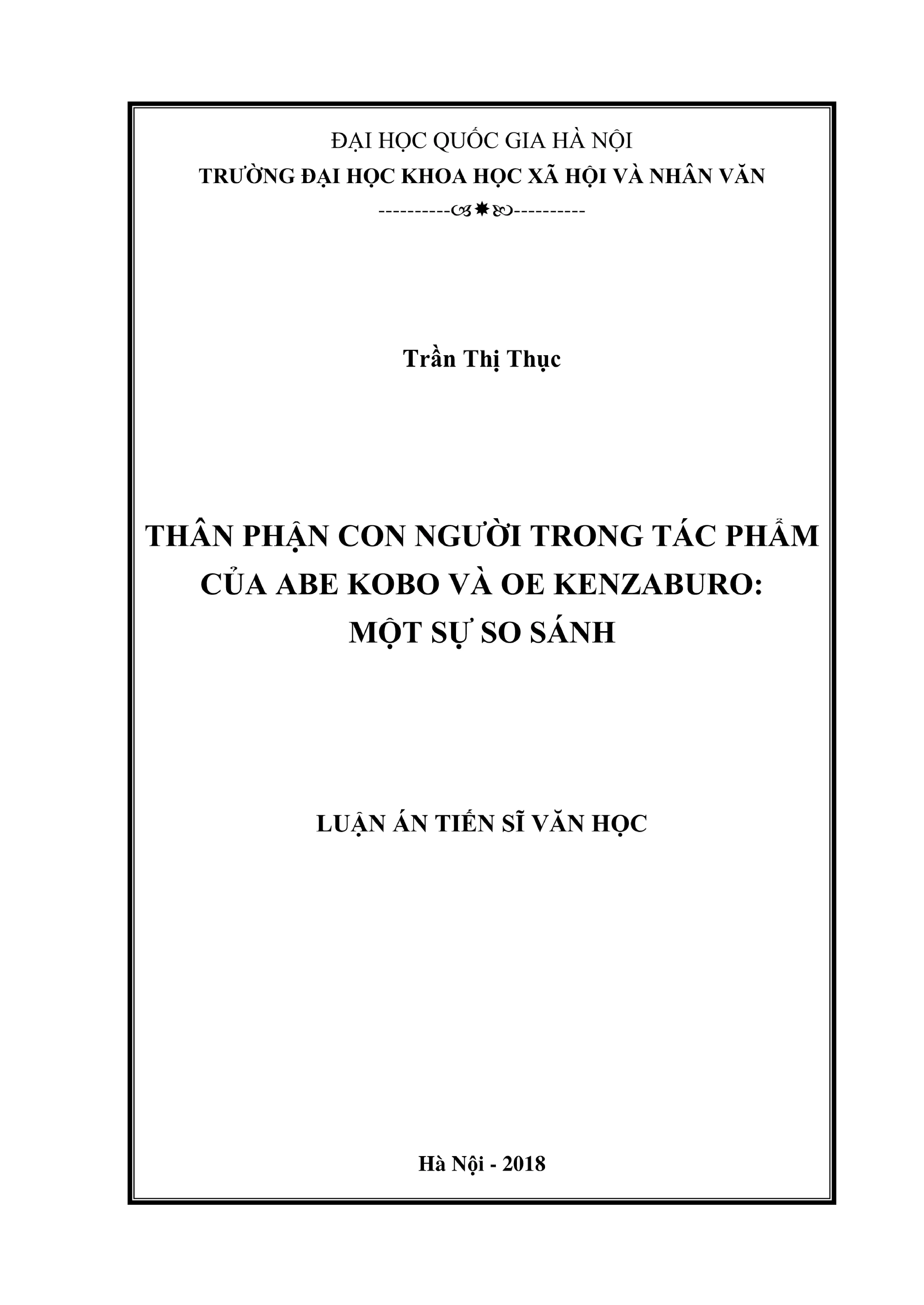 Luận án tiến sĩ văn học thân phận con người trong tác phẩm c