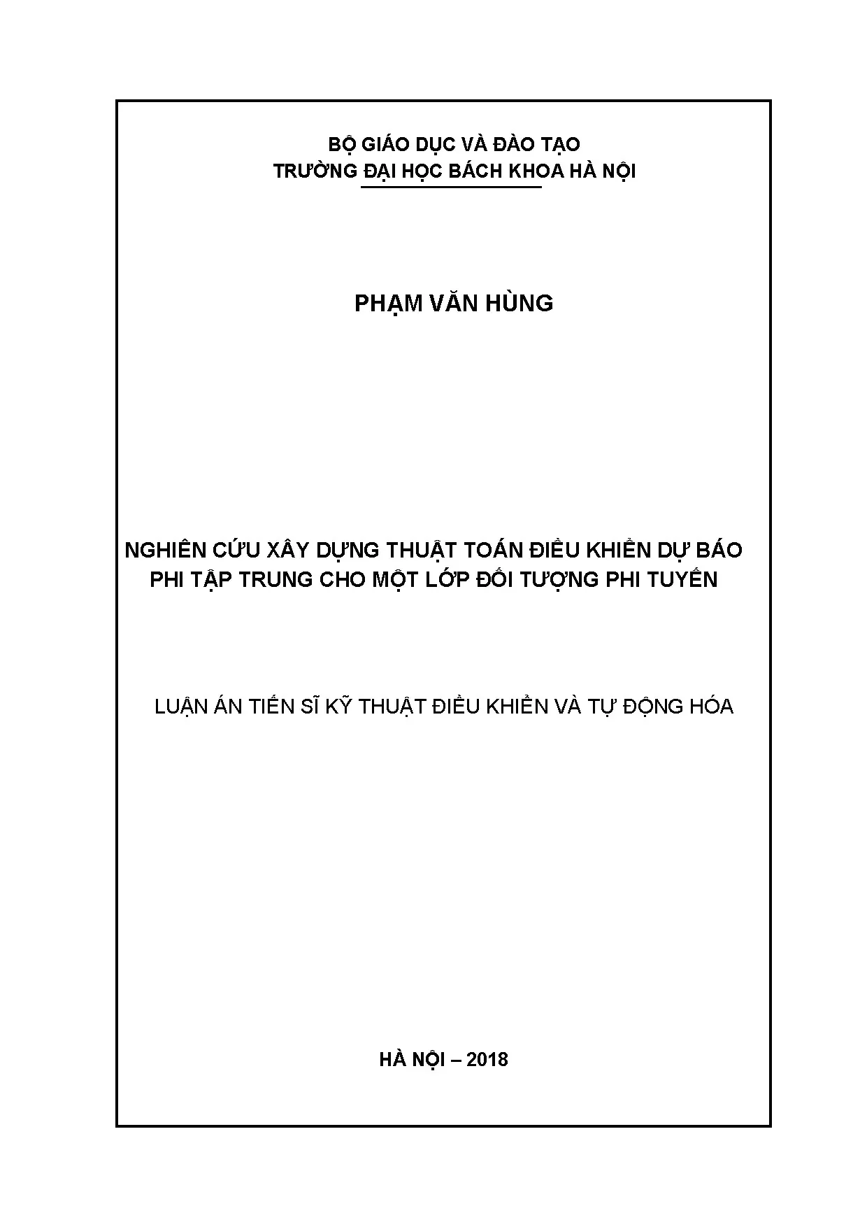 Thuật toán điều khiển dự báo phi tập trung cho đối tượng phi tuyến