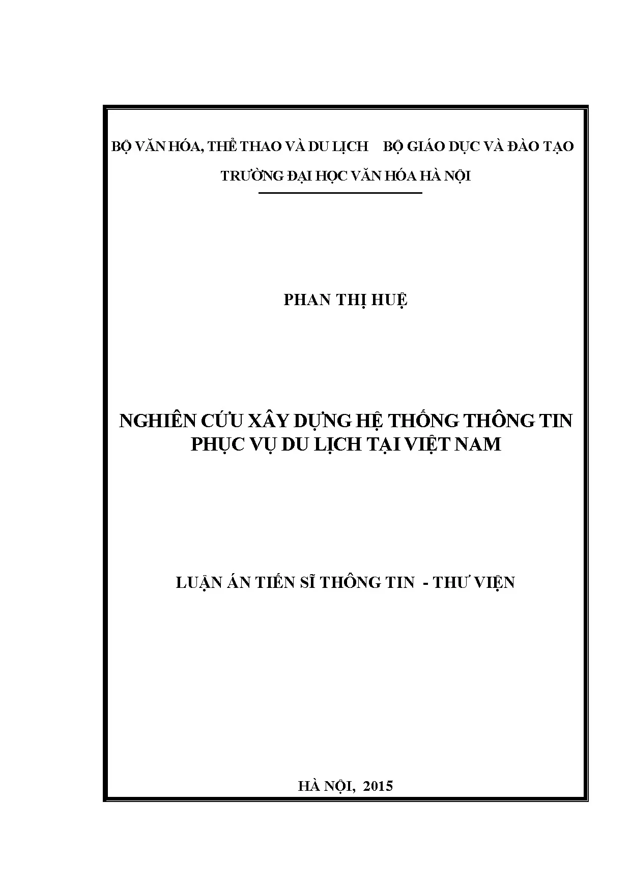 Nghiên cứu xây dựng hệ thống thông tin du lịch tại Việt Nam