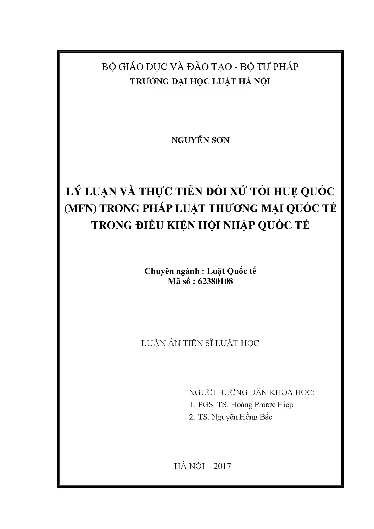 Lý luận và thực tiễn đối xử tối huệ quốc mfn trong pháp luật