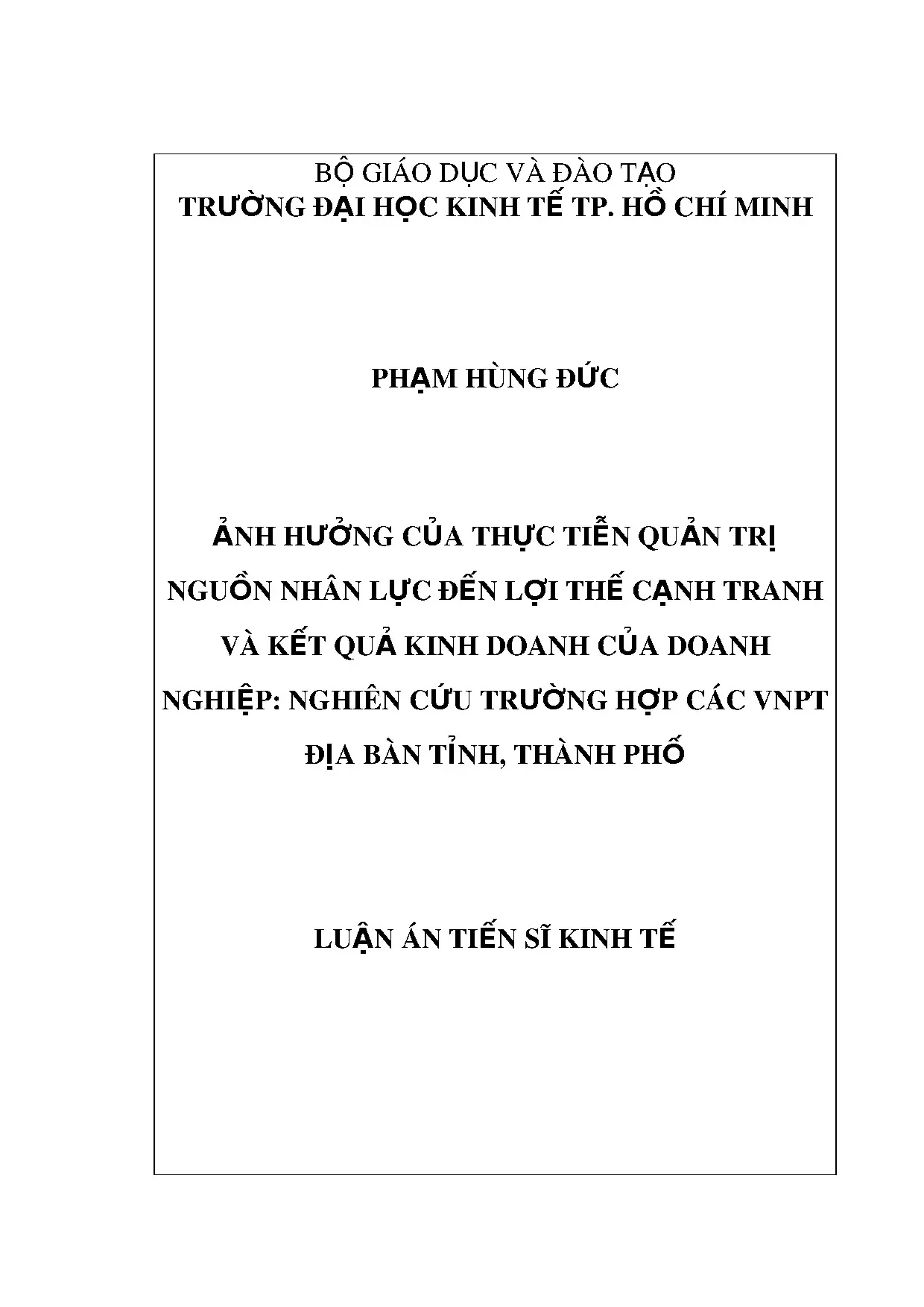 Luận án tiến sĩ kinh tế ảnh hưởng của thực tiễn quản trị ngu