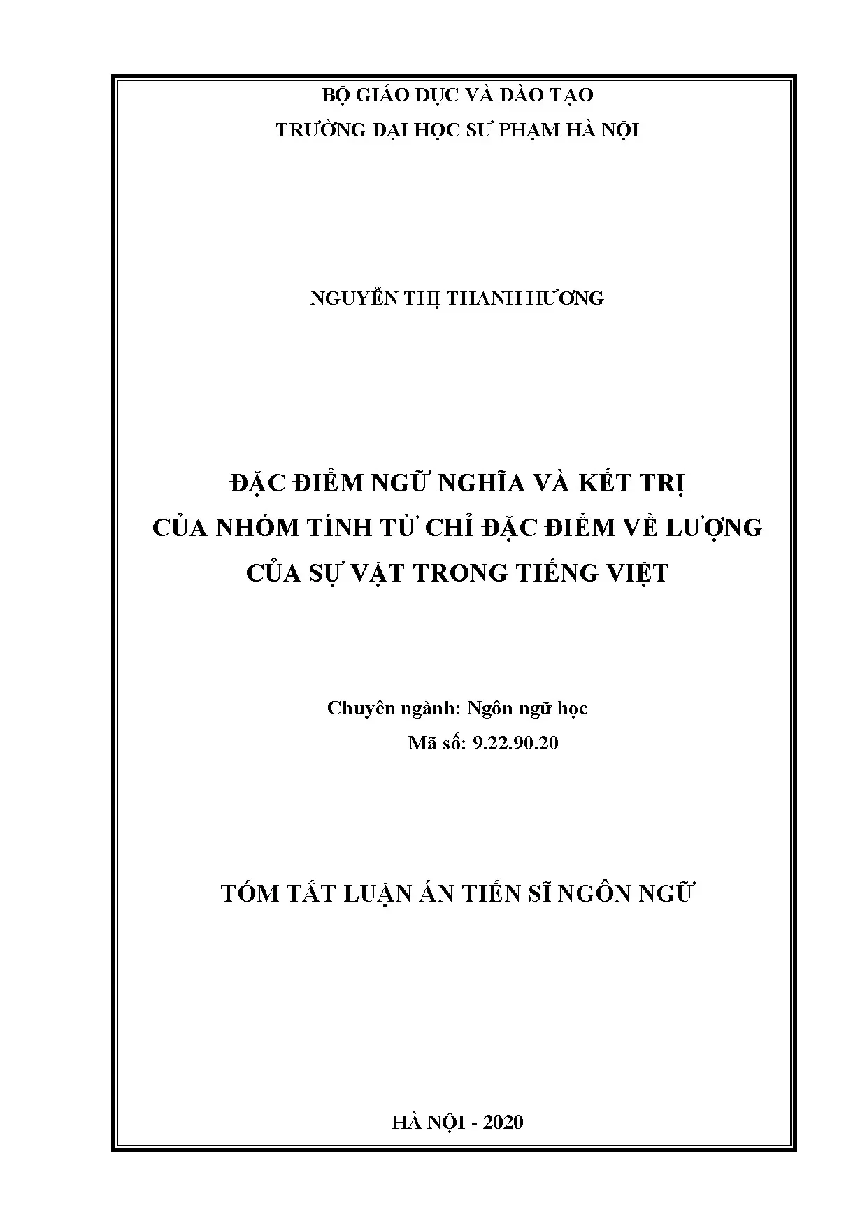 Tóm tắt luận án tiến sĩ ngôn ngữ học đặc điểm ngữ nghĩa và k