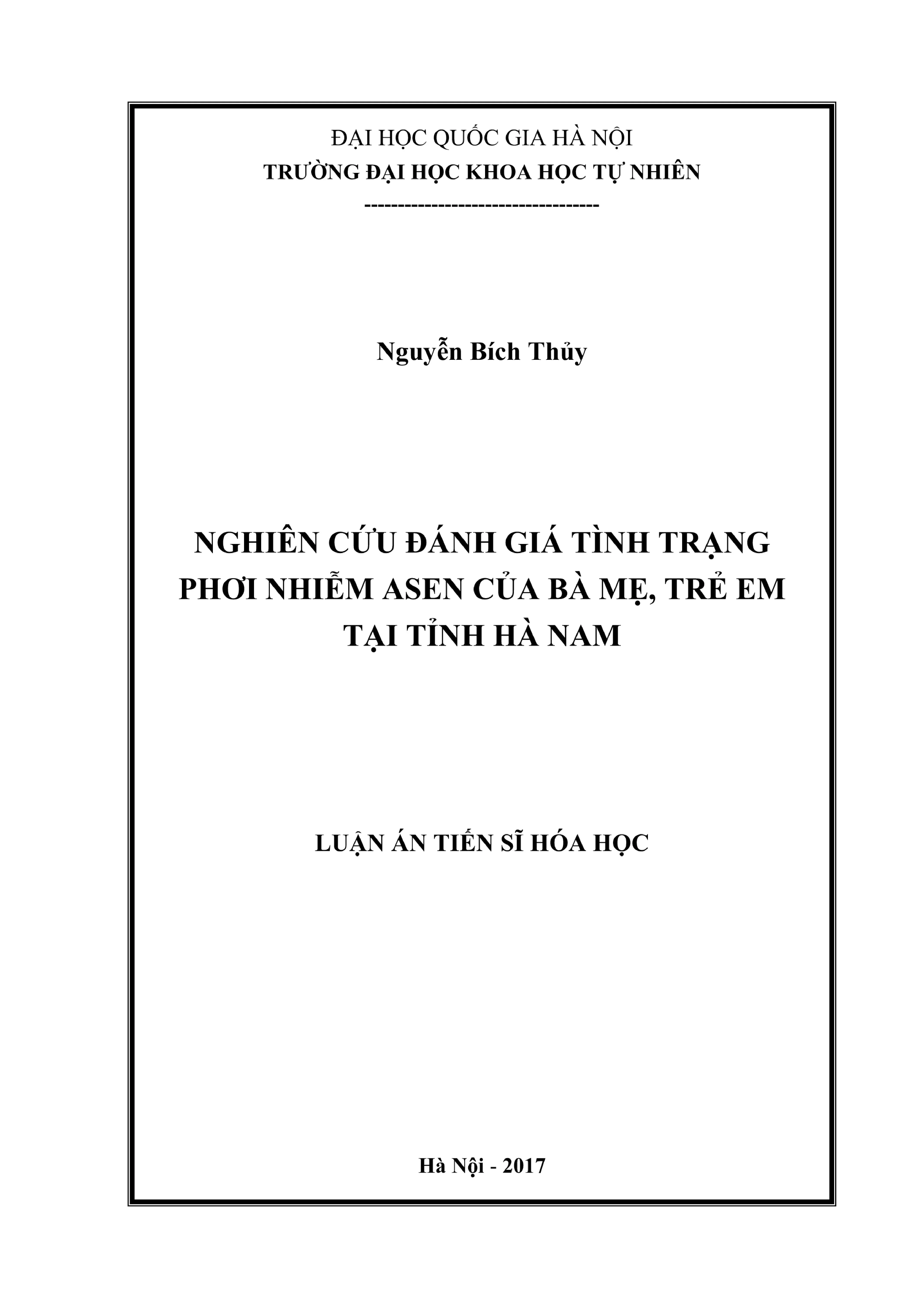 Luận án tiến sĩ hóa học nghiên cứu đánh giá tình trạng phơi
