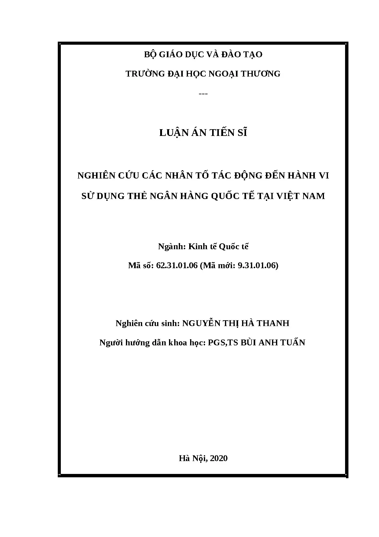 Luận án tiến sĩ kinh tế quốc tế full nghiên cứu các nhân tố