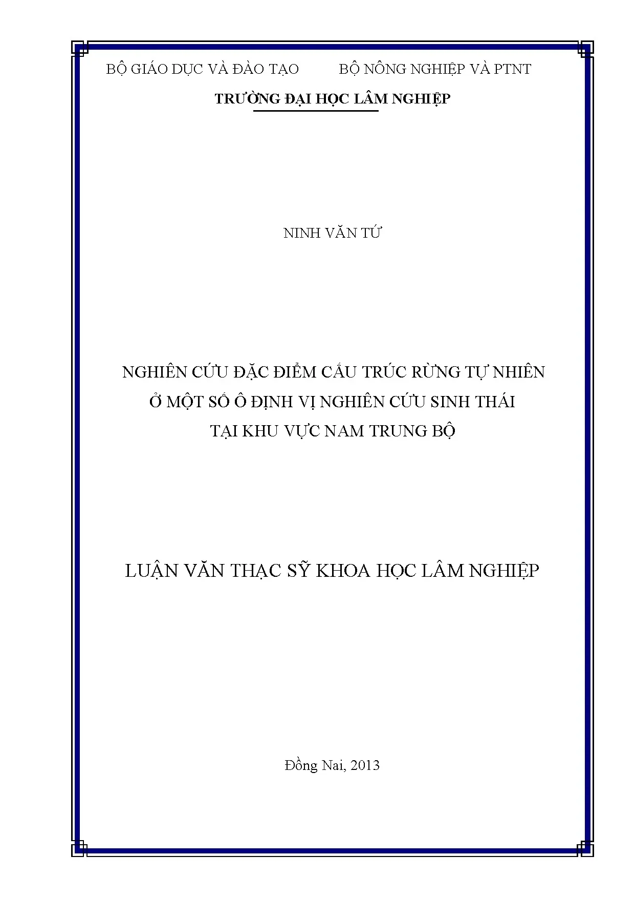Nghiên cứu đặc điểm cấu trúc rừng tự nhiên ở một số ô định v