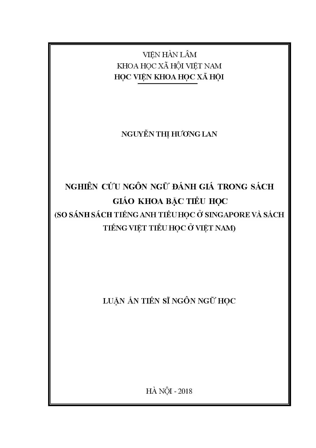 Luận án nghiên cứu ngôn ngữ đánh giá trong sách giáo khoa bậ