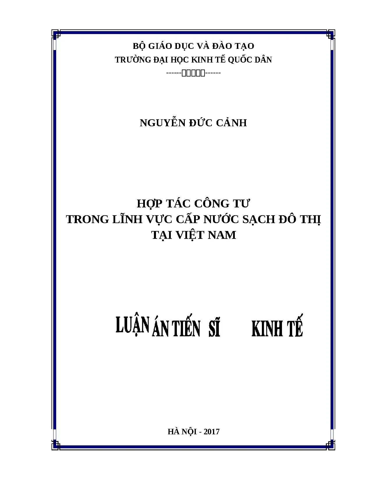 Hợp tác công tư cấp nước sạch đô thị Việt Nam