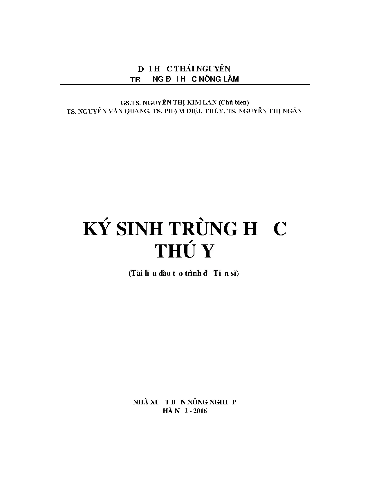 Ký sinh trùng họcthú y tài liệu đào tạo trình độ tiến sĩ